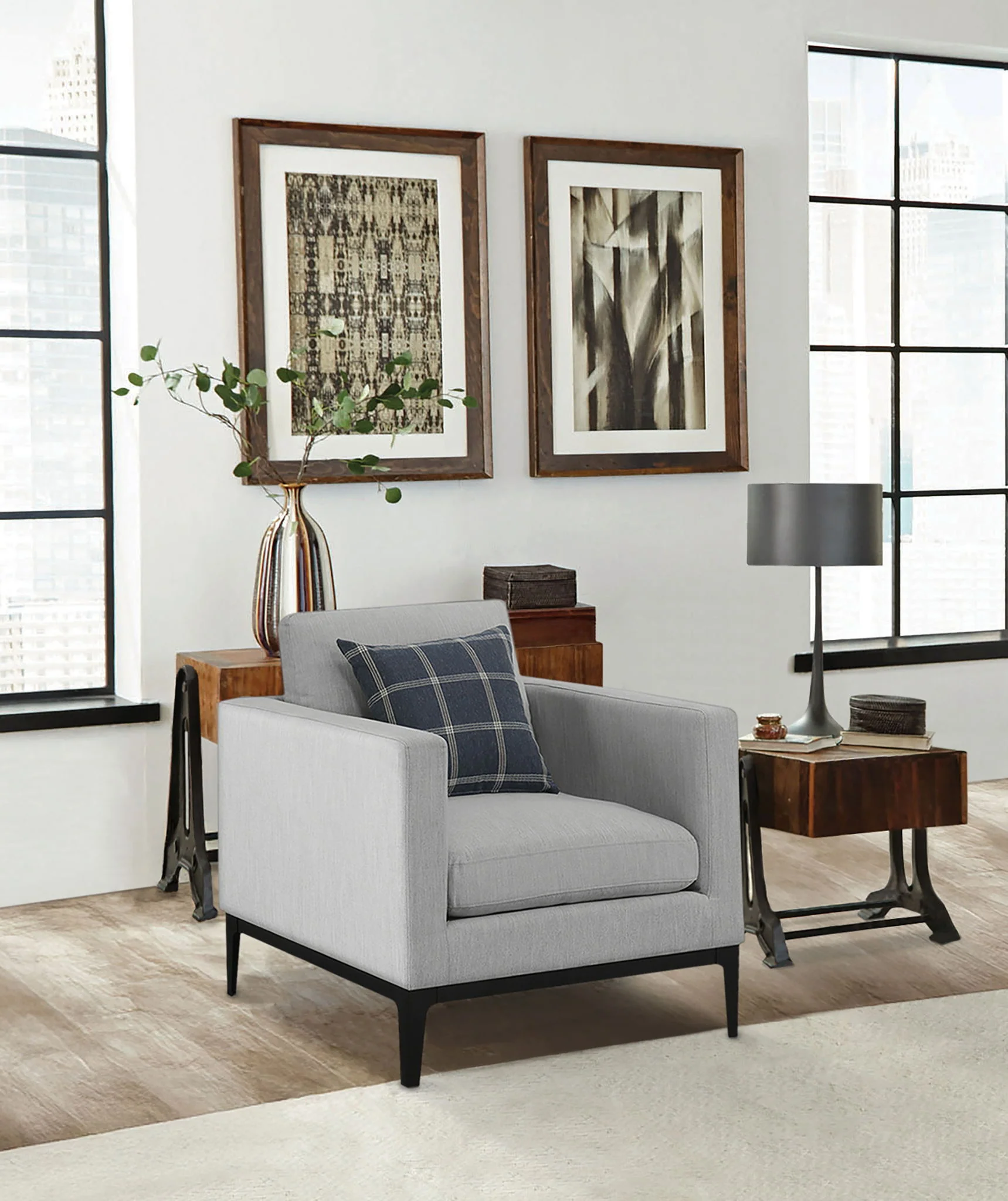 Apperson Upholstered Track Arm Accent Chair Light Grey - Image 3