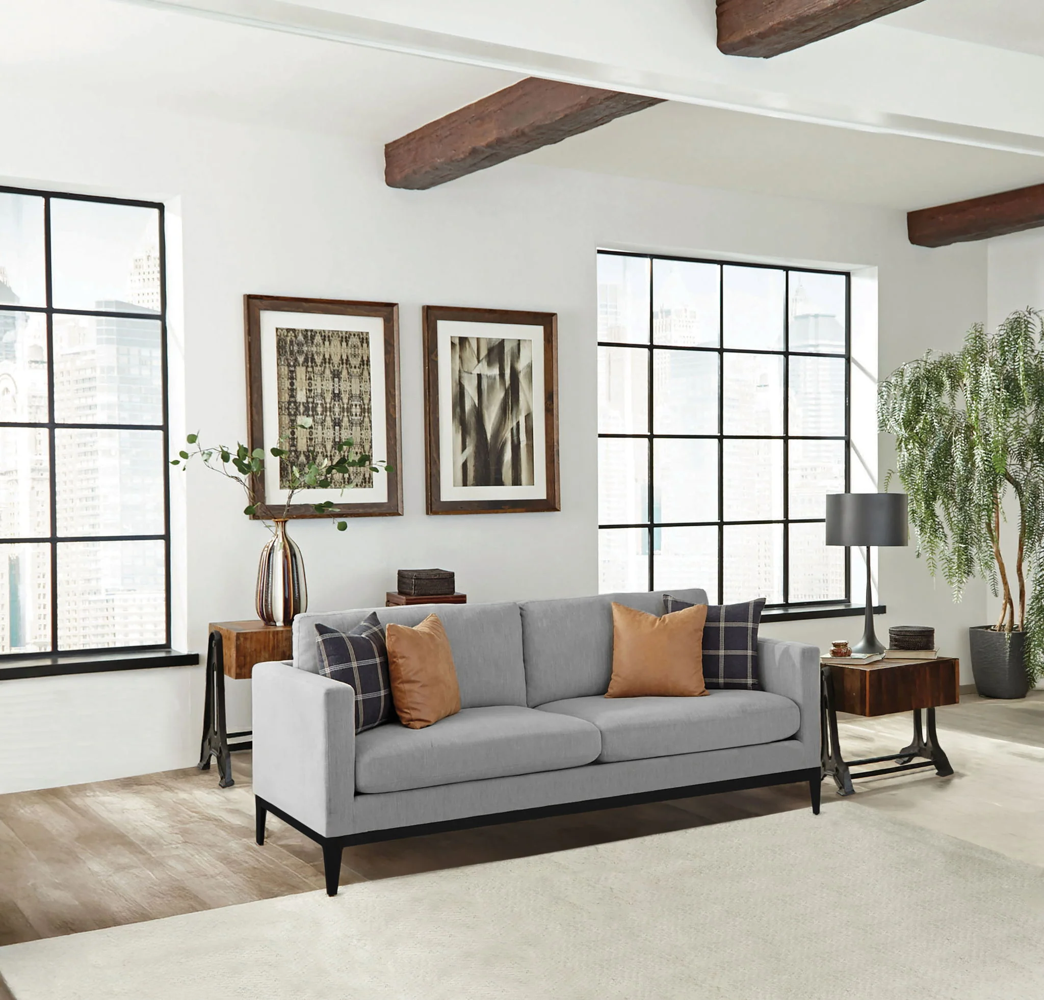 Apperson Upholstered Track Arm Sofa Light Grey - Image 2