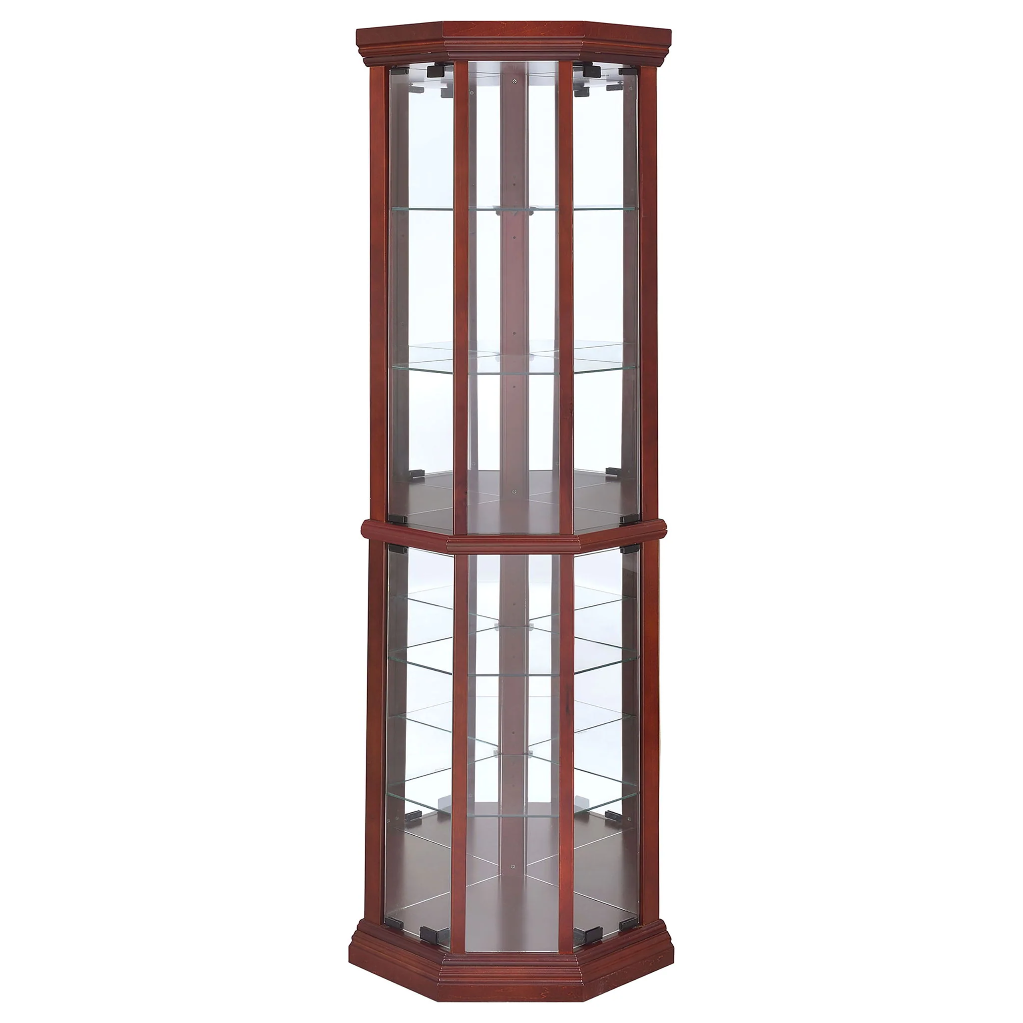 Appledale 6-shelf Corner Curio Display Cabinet Medium Brown - Image 2