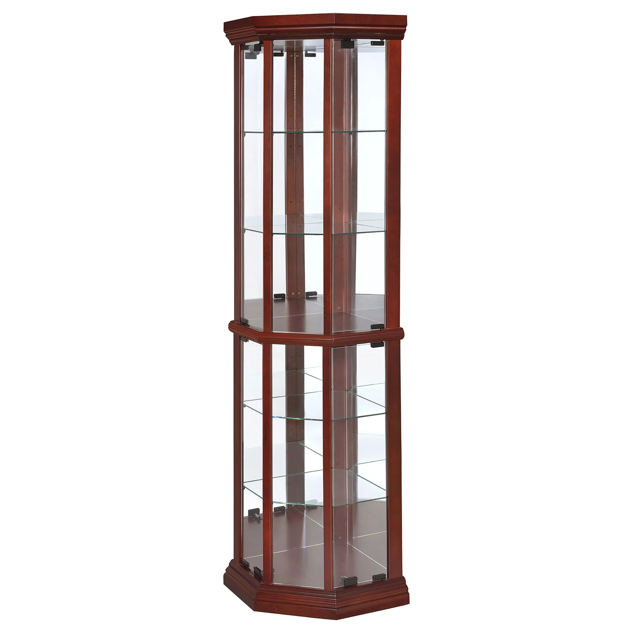Appledale 6-shelf Corner Curio Display Cabinet Medium Brown - Image 3