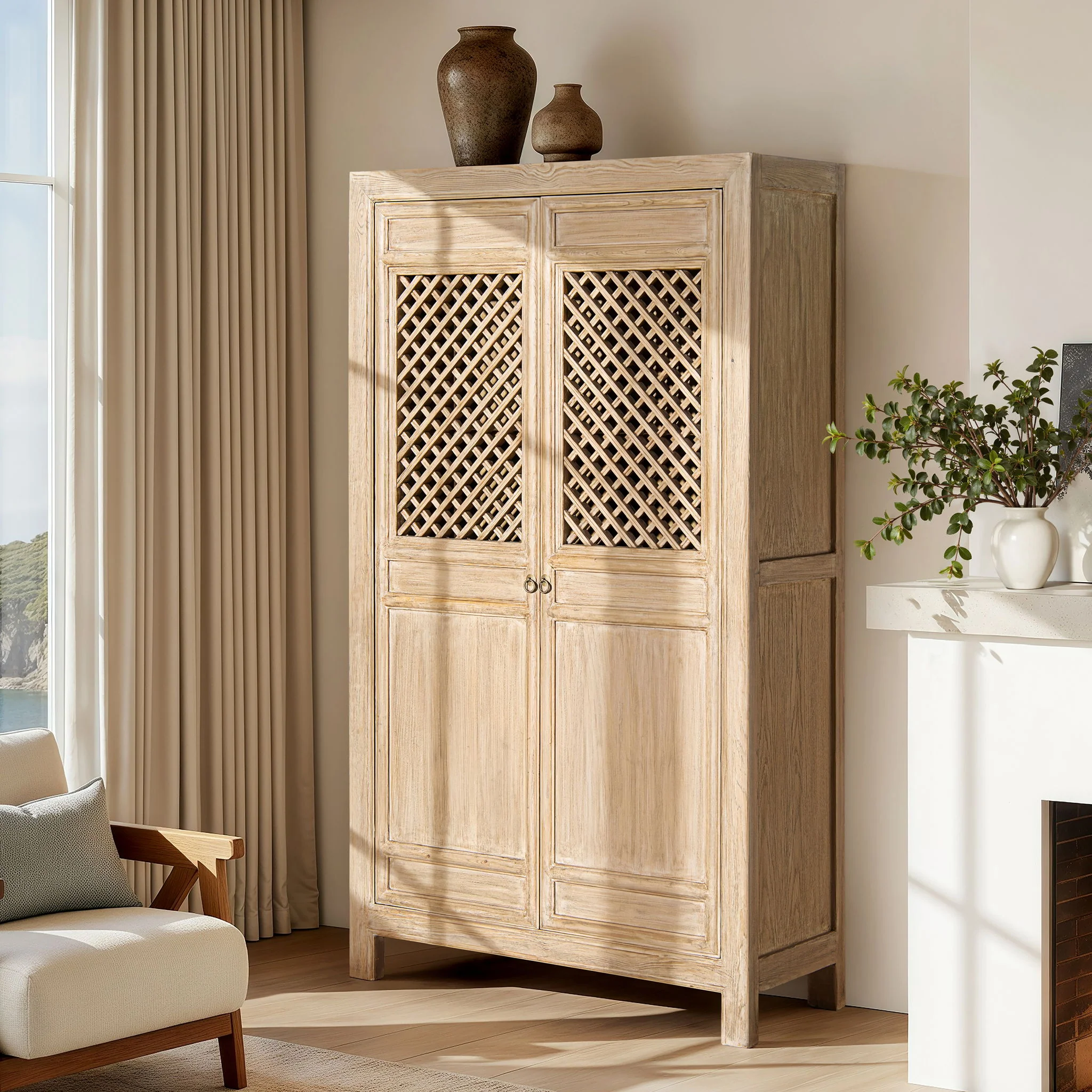 Arden - 2 Door Bookcase Storage Cabinet - Natural - Image 2