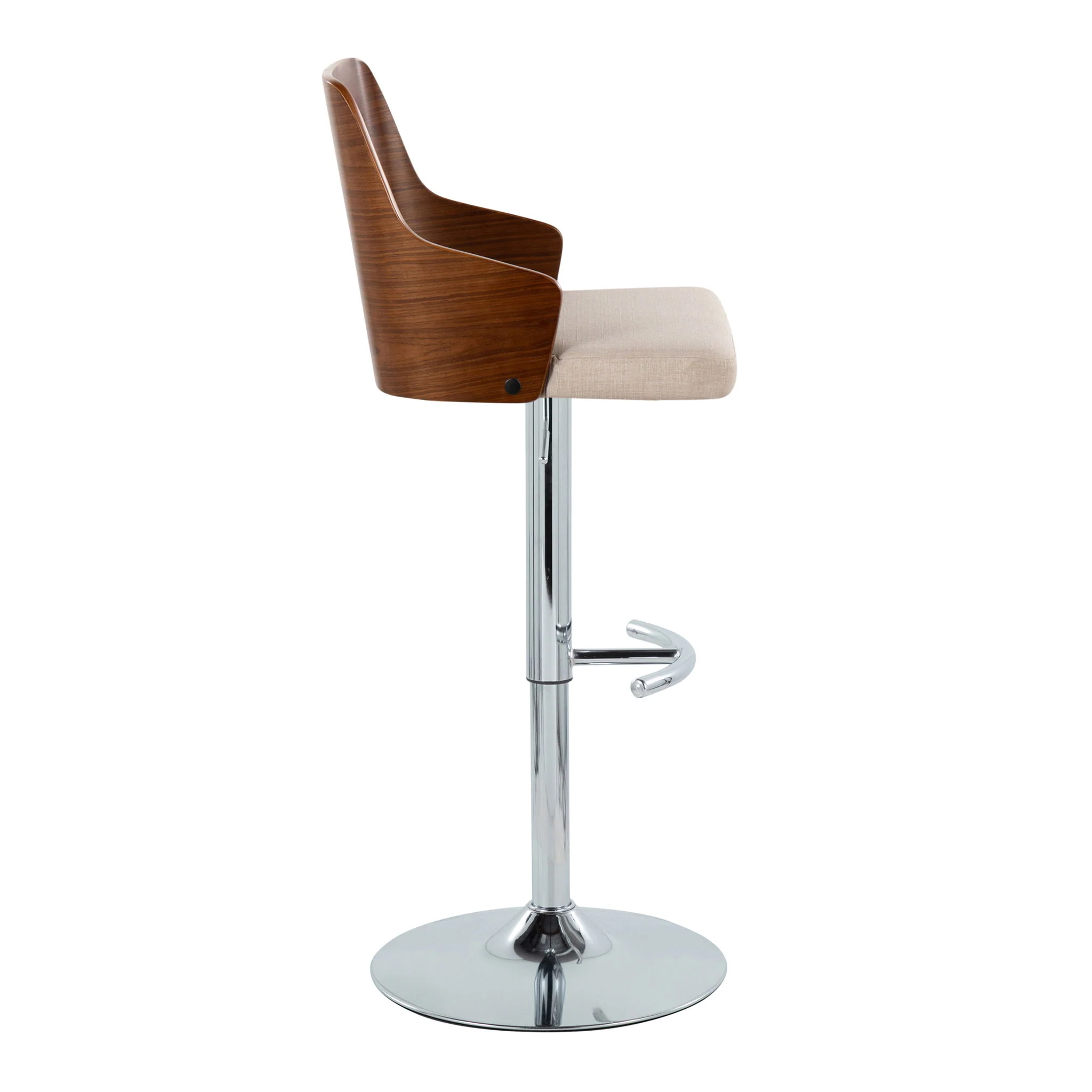 Ariana - Mid Century Modern Adjustable Barstool Stool With Swivel With Rounded T Footrest (Set of 2) - Image 6