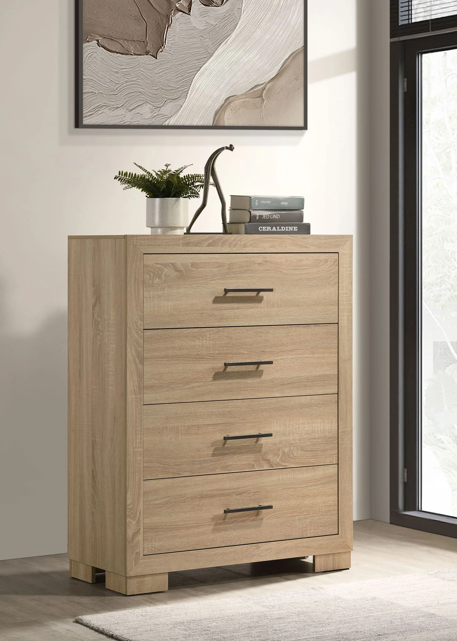 Arielle 4-drawer Bedroom Chest of Drawers Light Oak - Image 4
