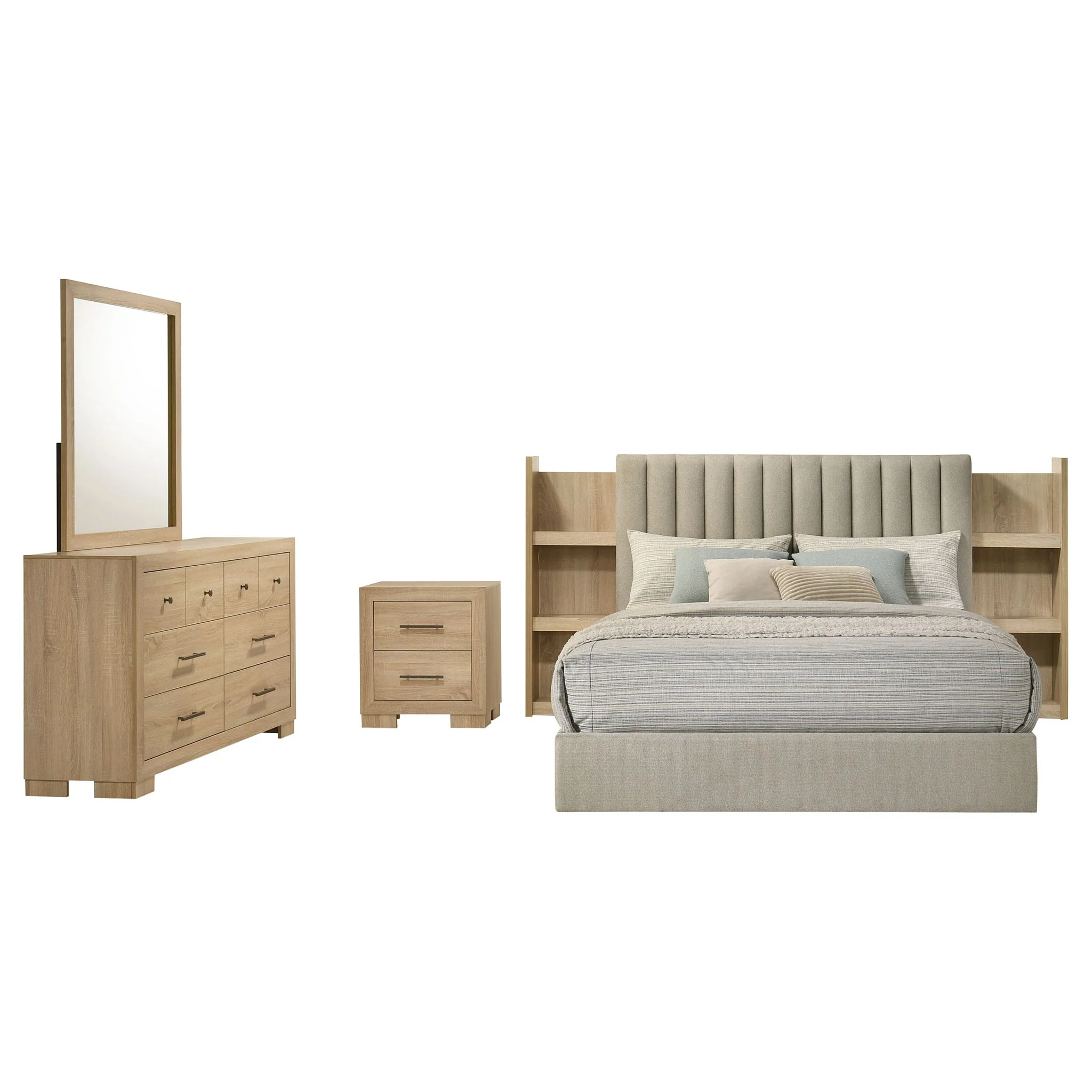 Arielle 4-piece Queen Bedroom Set Light Oak - Image 3