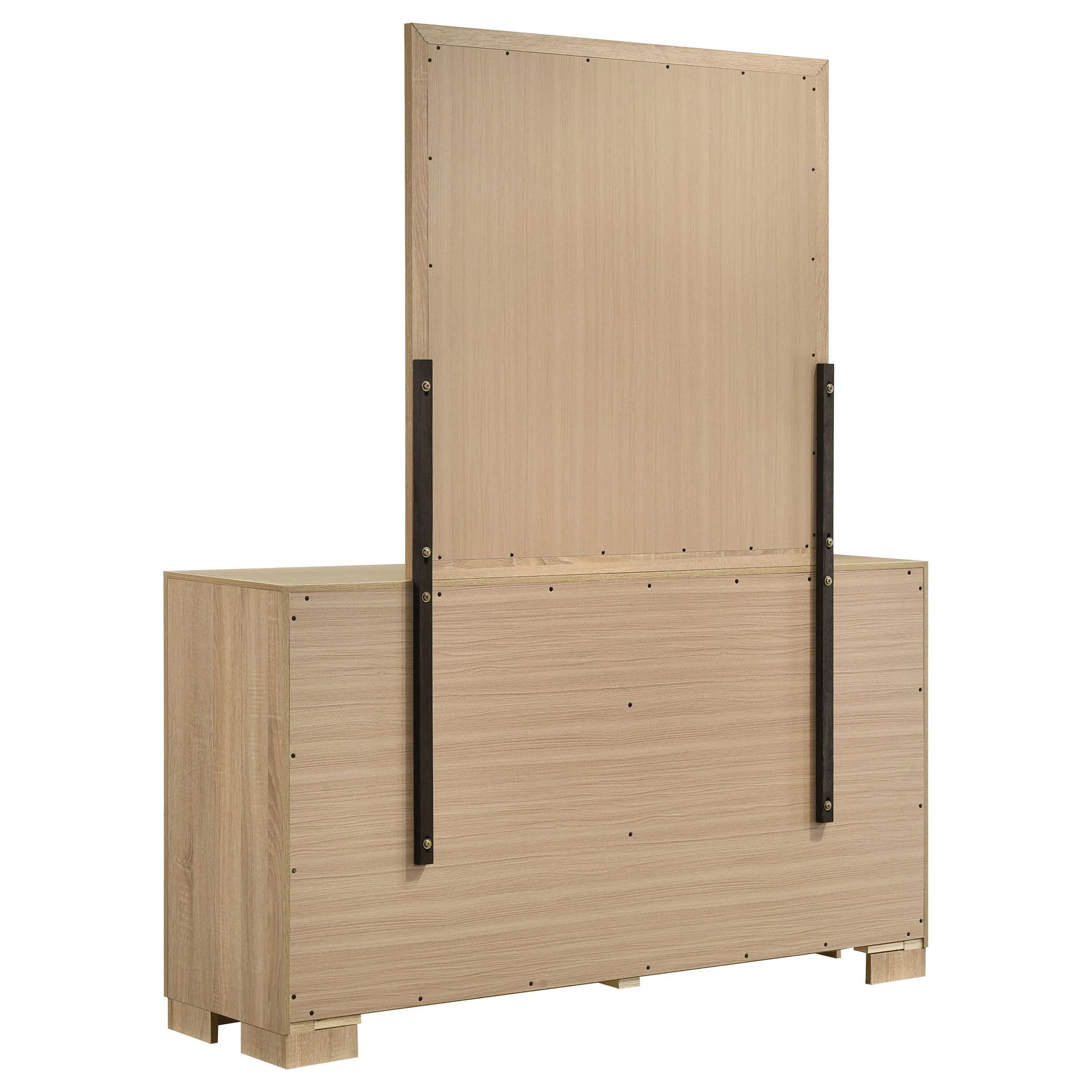 Arielle 6-drawer Bedroom Dresser with Mirror Light Oak - Image 3