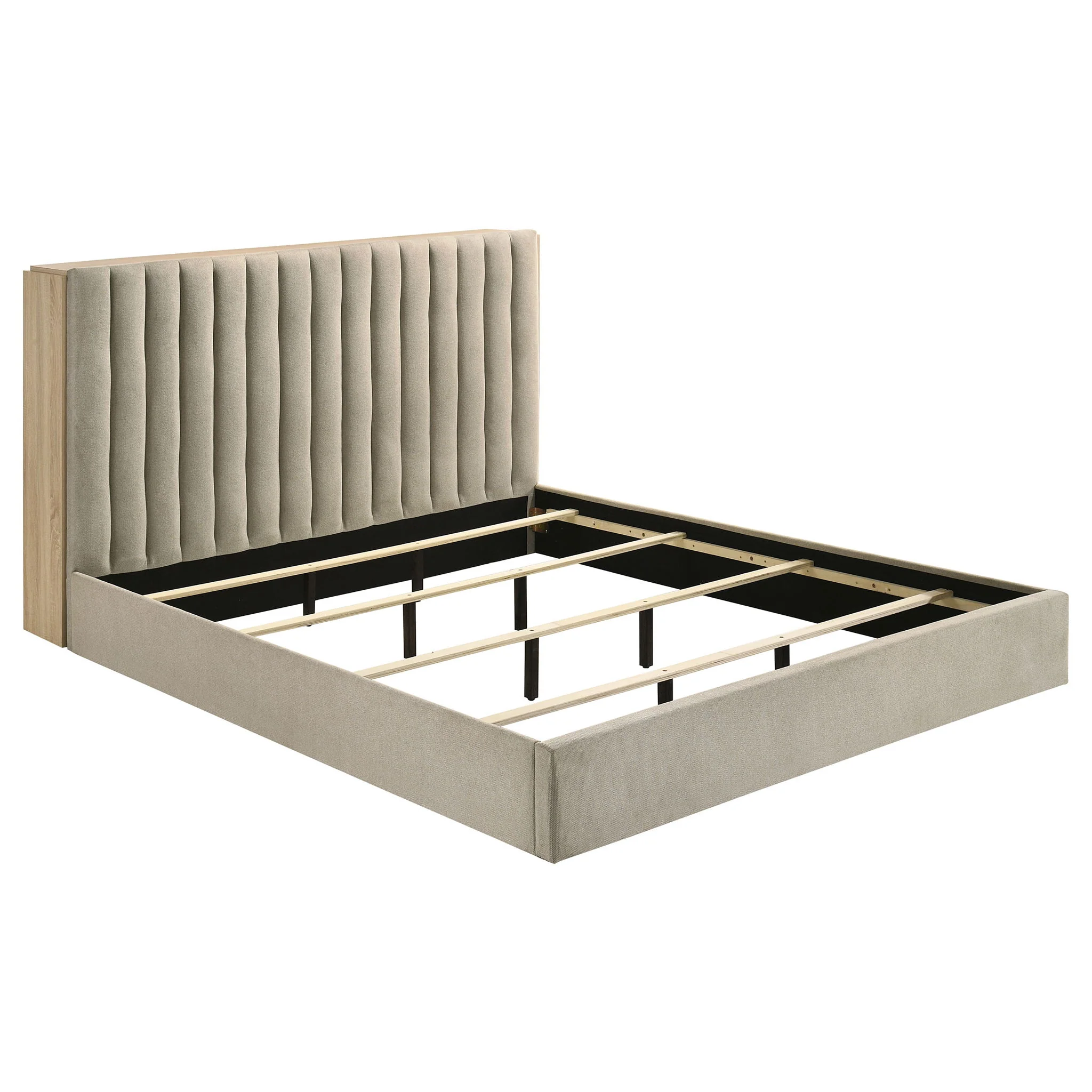 Arielle Eastern King Bookcase Panel Storage Bed Light Oak
