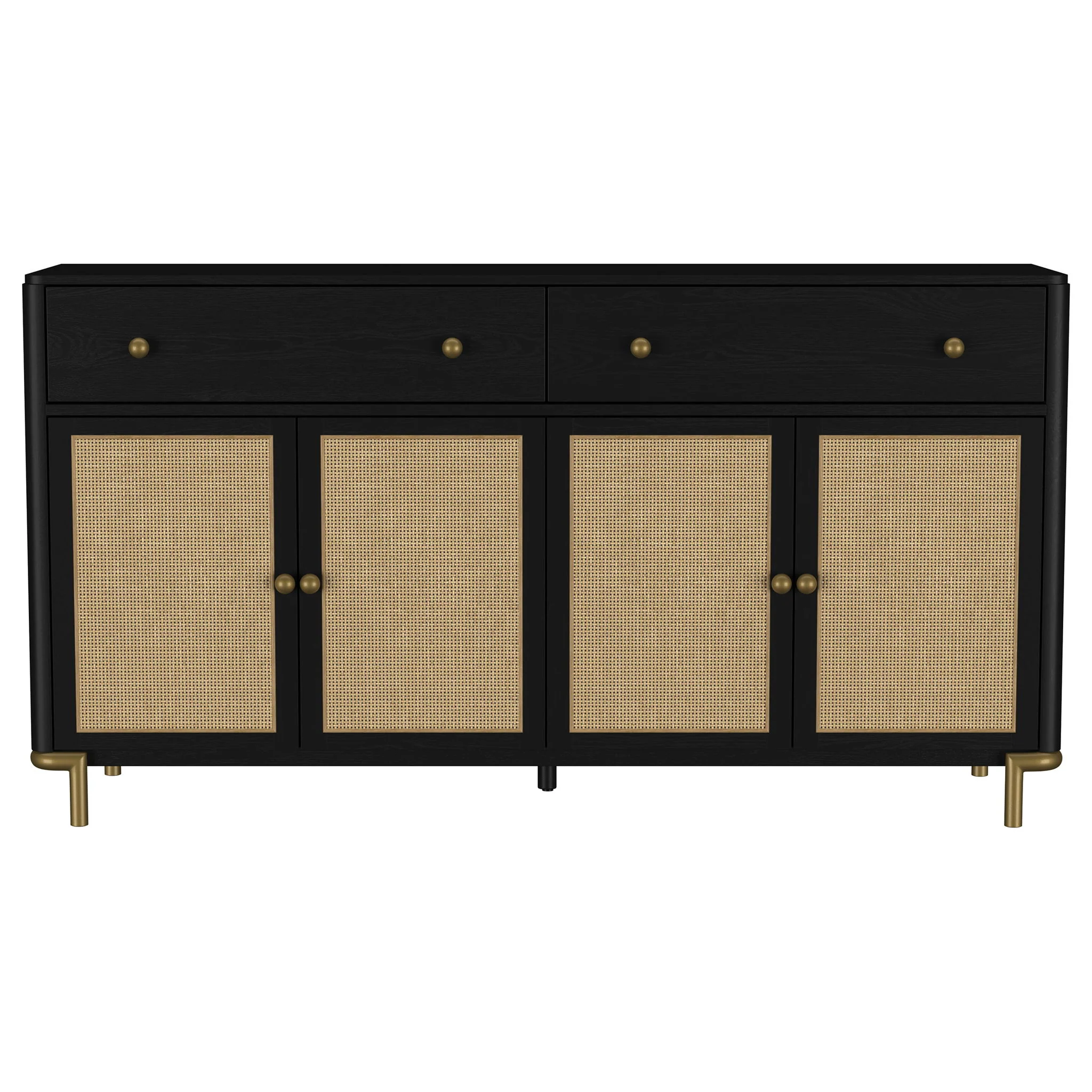 Arini 2-drawer Cane Door Dining Sideboard Server Black - Image 2