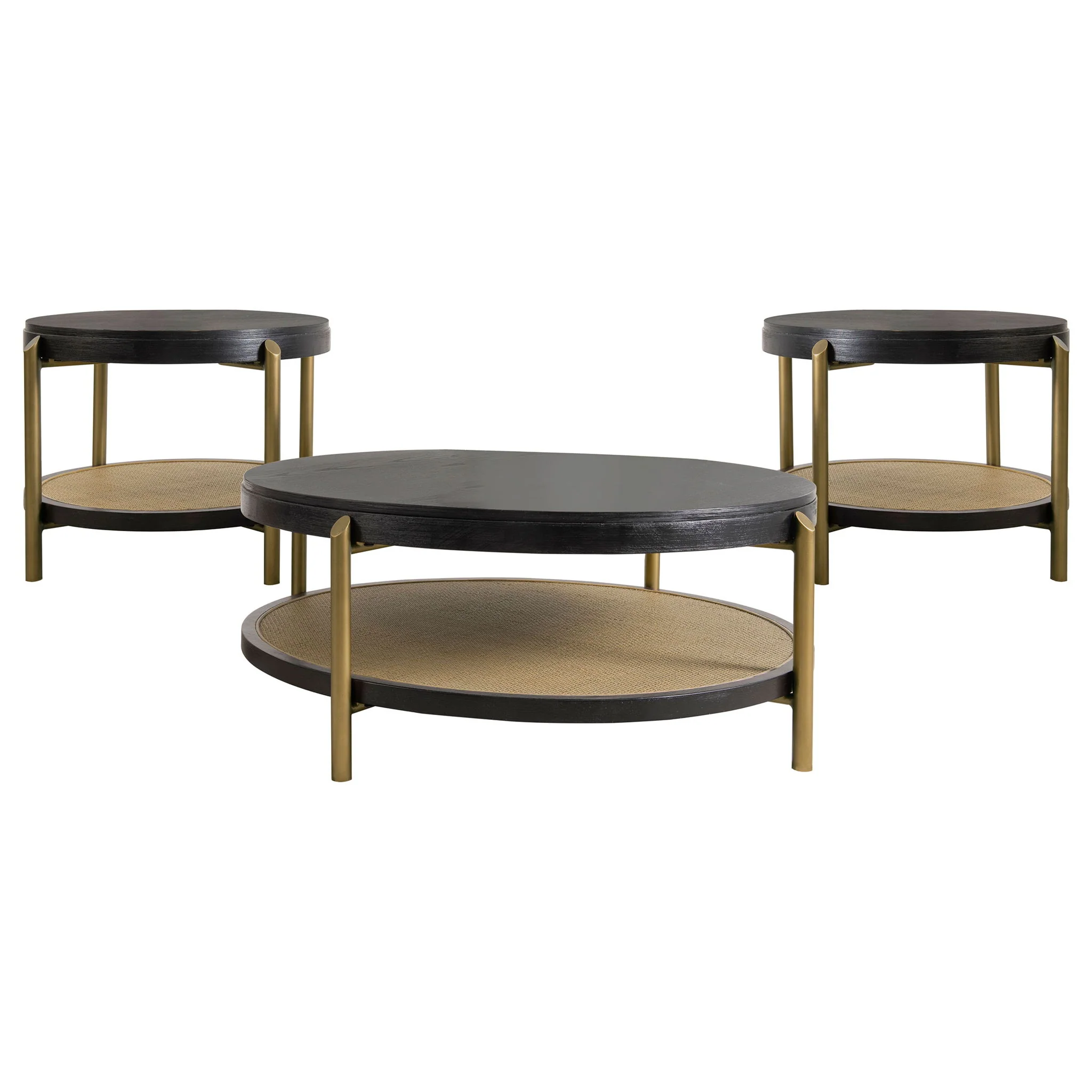 Arini 3-piece Round Coffee and End Table Set Black - Image 4