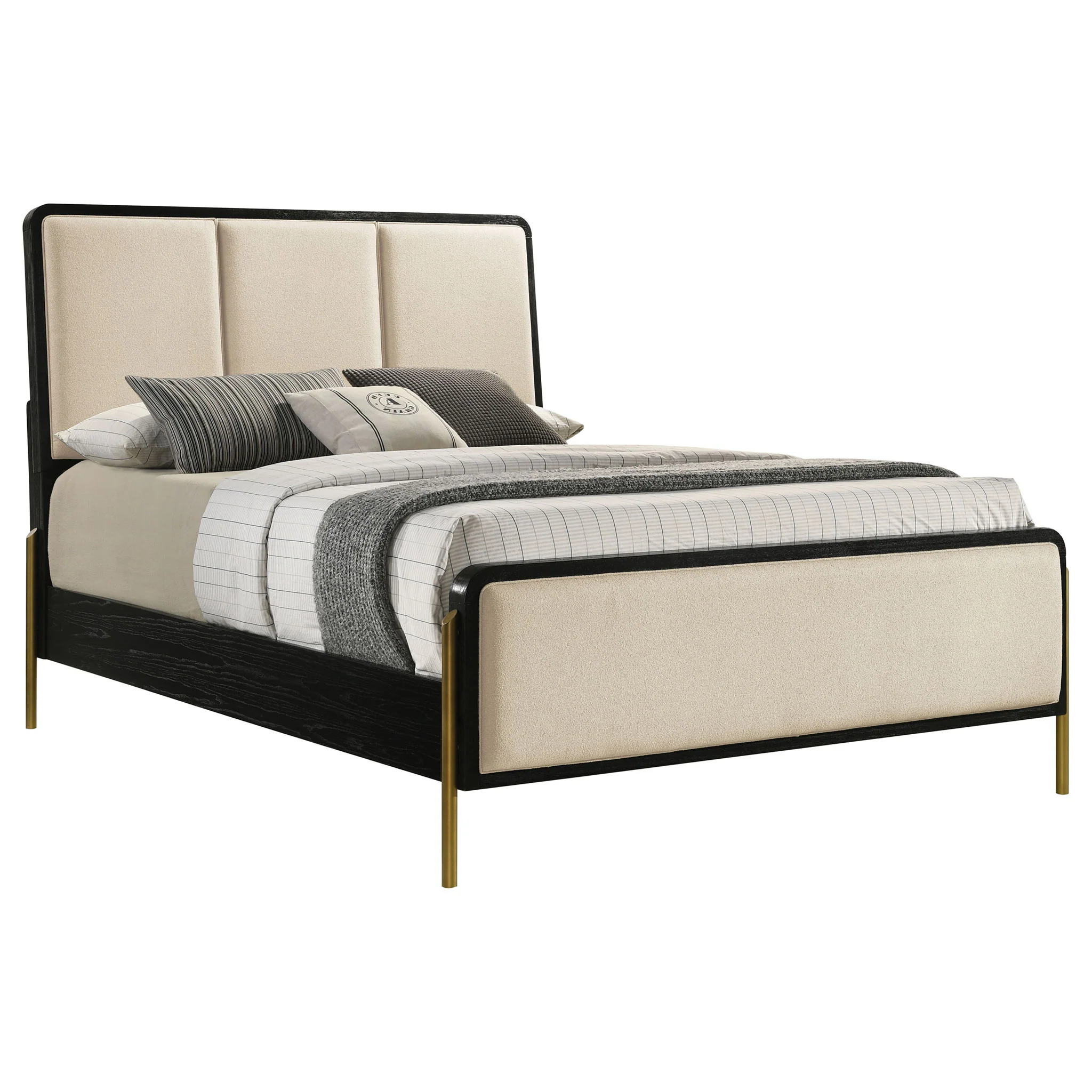 Arini 56-inch Eastern King Panel Bed Cream and Black - Image 2