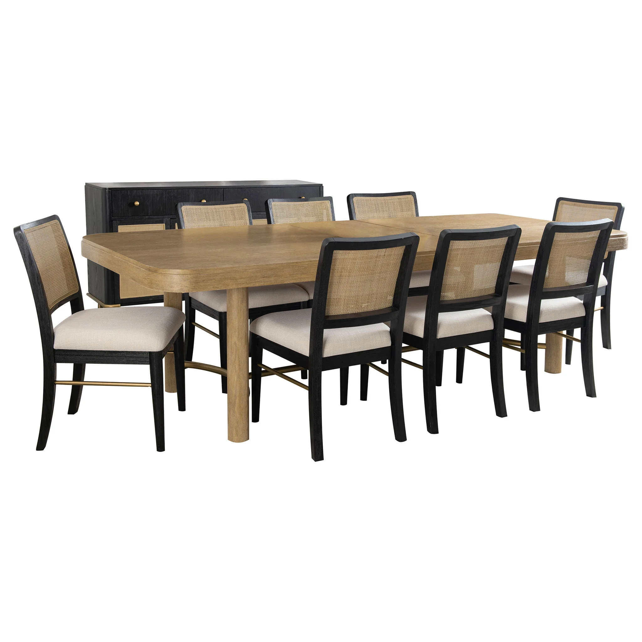 Arini 9-piece Extension Leaf Dining Table Set Sand Wash and Black - Image 4