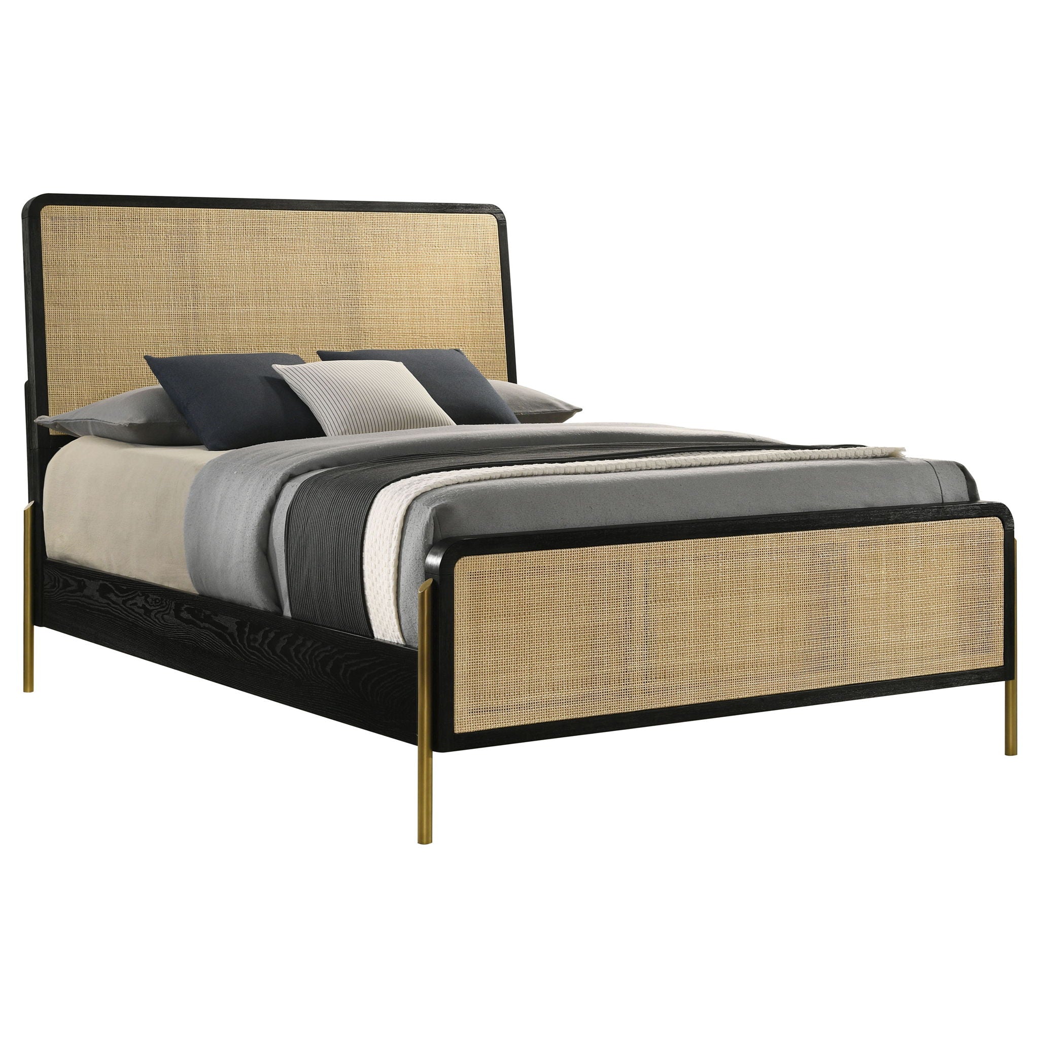 Arini Rattan Eastern King Panel Bed Black and Natural - Image 4