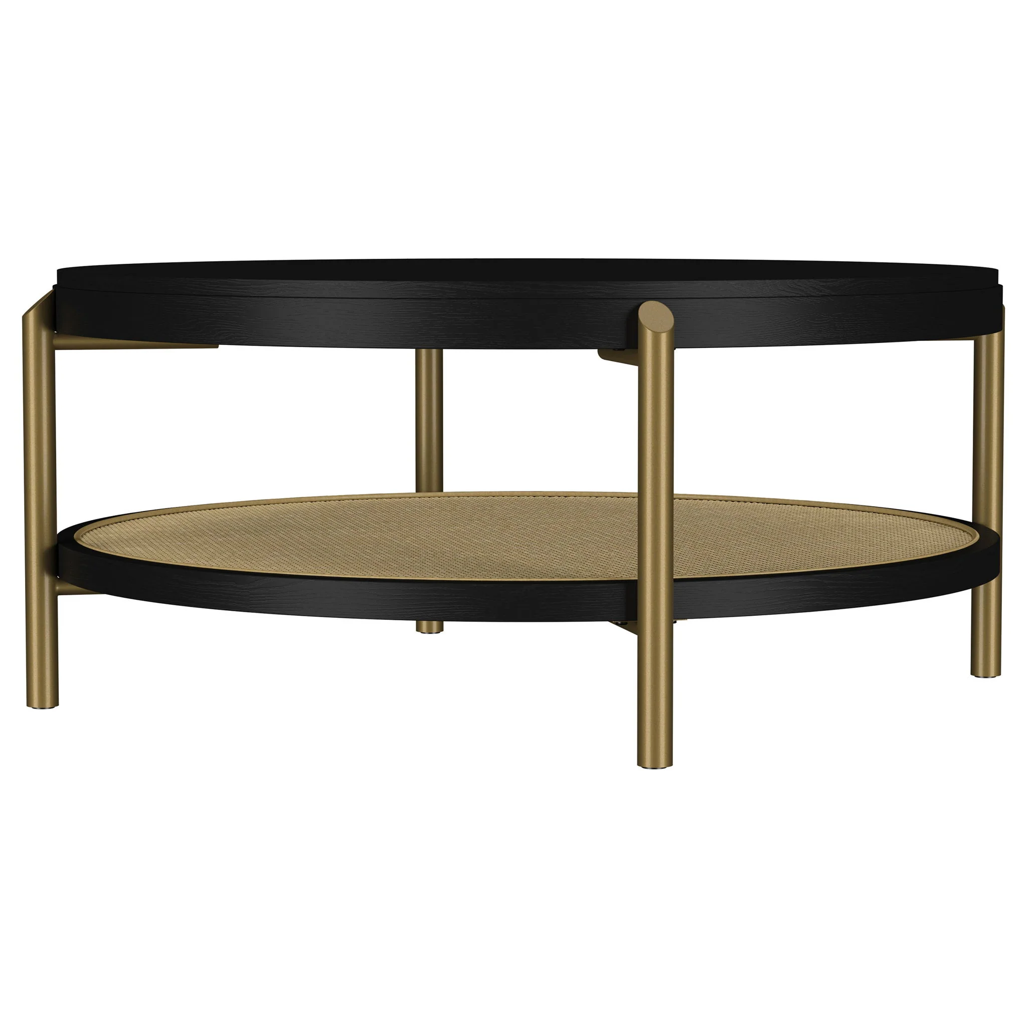 Arini Round Coffee Table With Storage Shelf Black - Image 4
