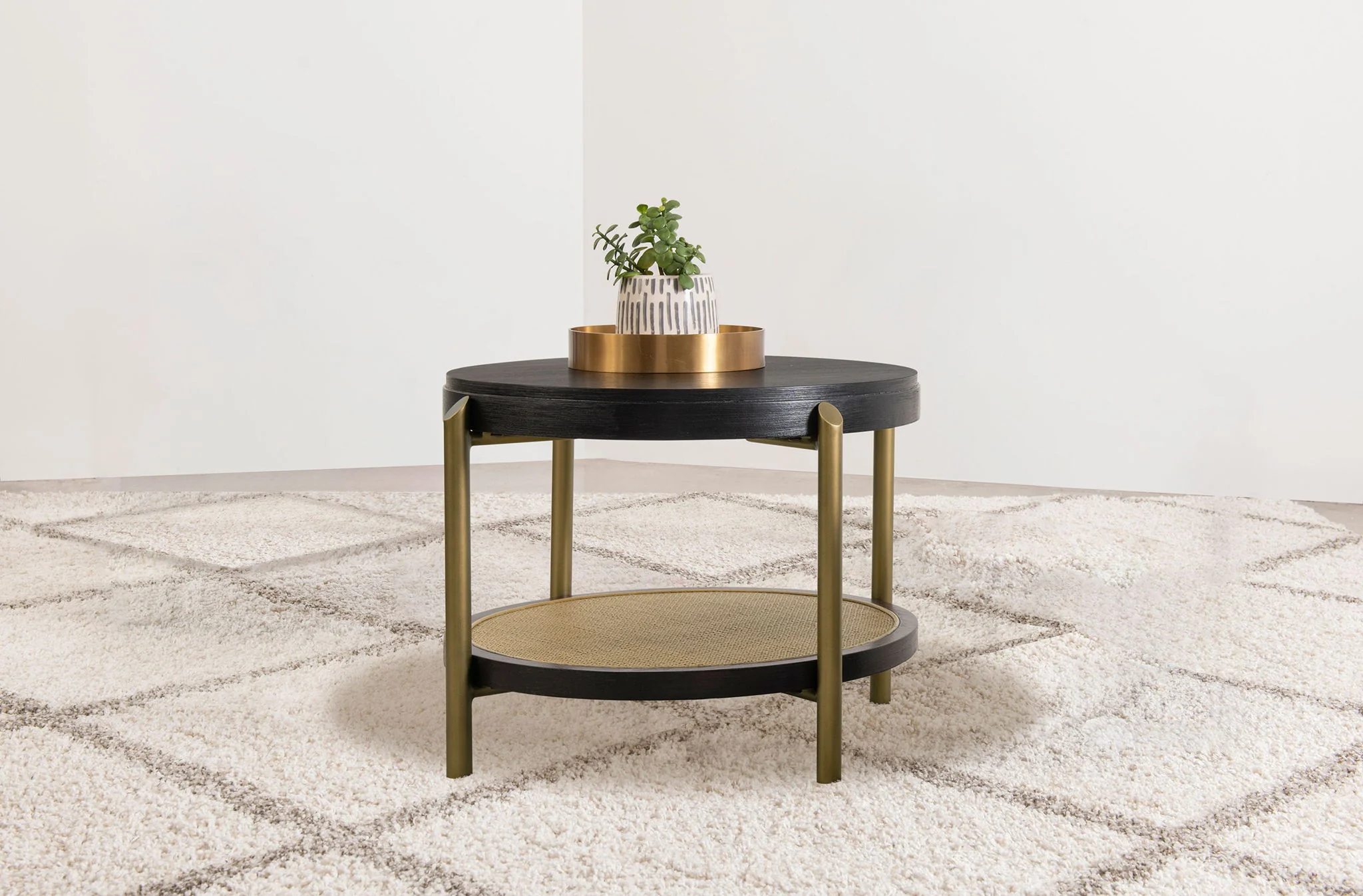 Arini Round End Side Table With Storage Shelf Black - Image 3