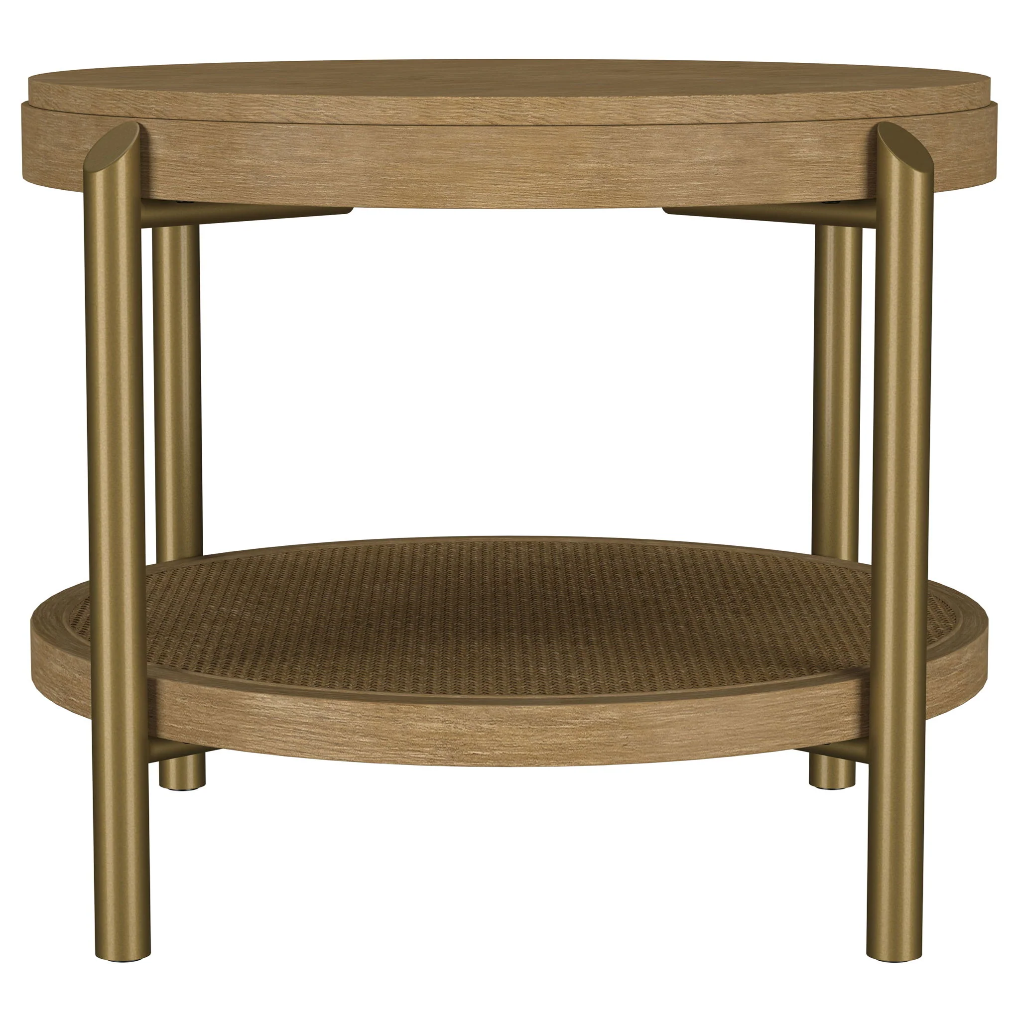 Arini Round End Side Table With Storage Shelf Sand Wash - Image 3