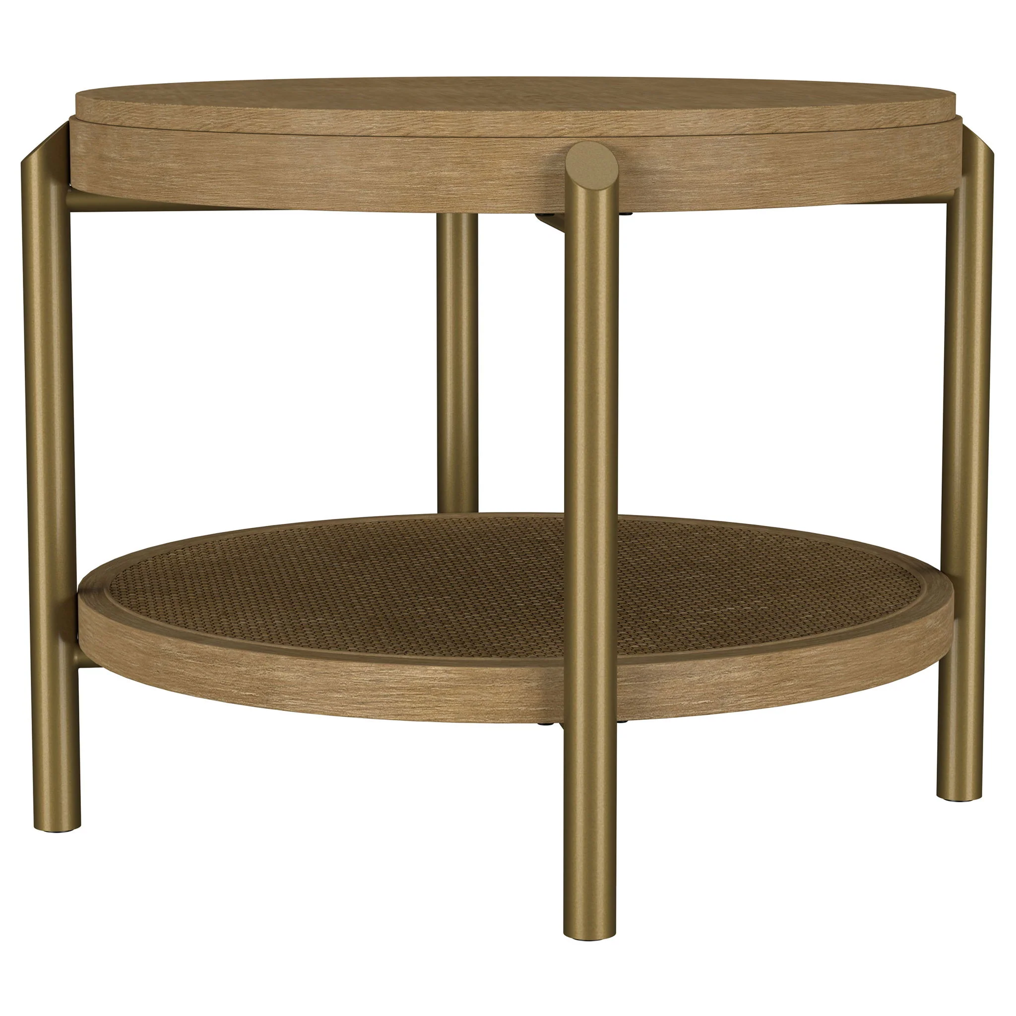 Arini Round End Side Table With Storage Shelf Sand Wash - Image 4