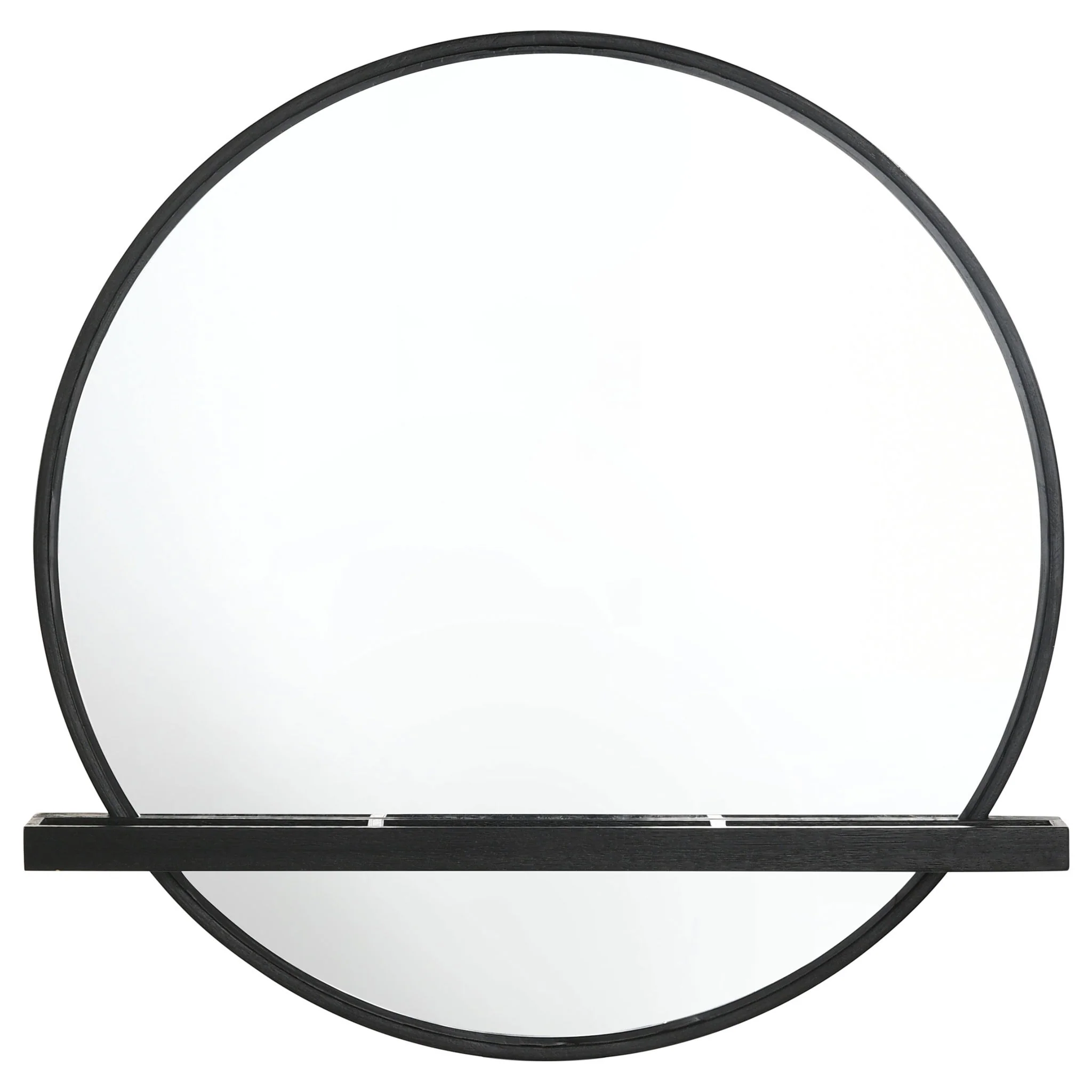 Arini Round Vanity Wall Mirror with Shelf Black - Image 3