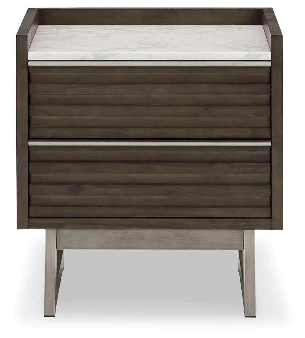 Arkenton - Two Drawer Night Stand - Grayish Brown / White - Image 2