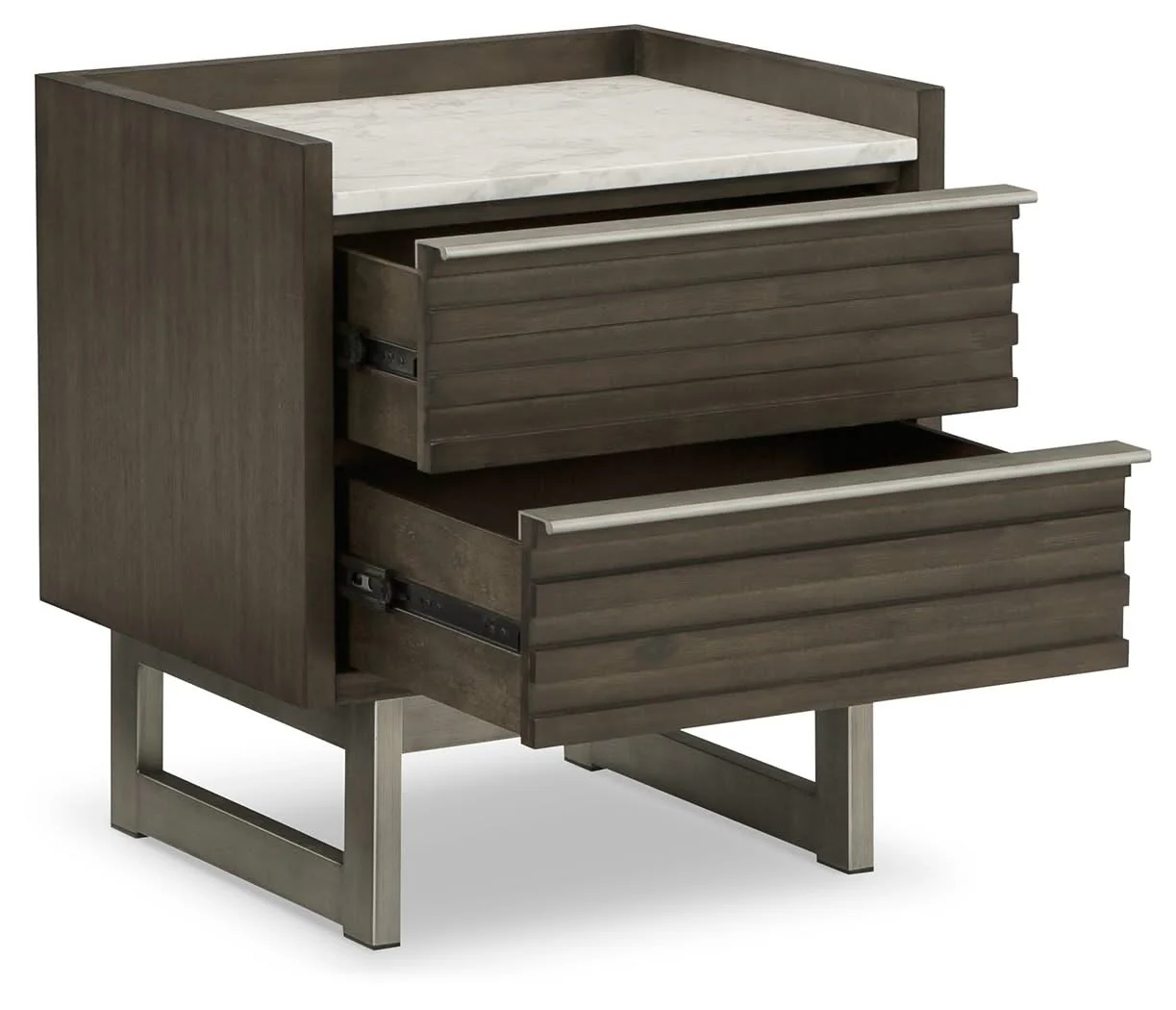 Arkenton - Two Drawer Night Stand - Grayish Brown / White - Image 3