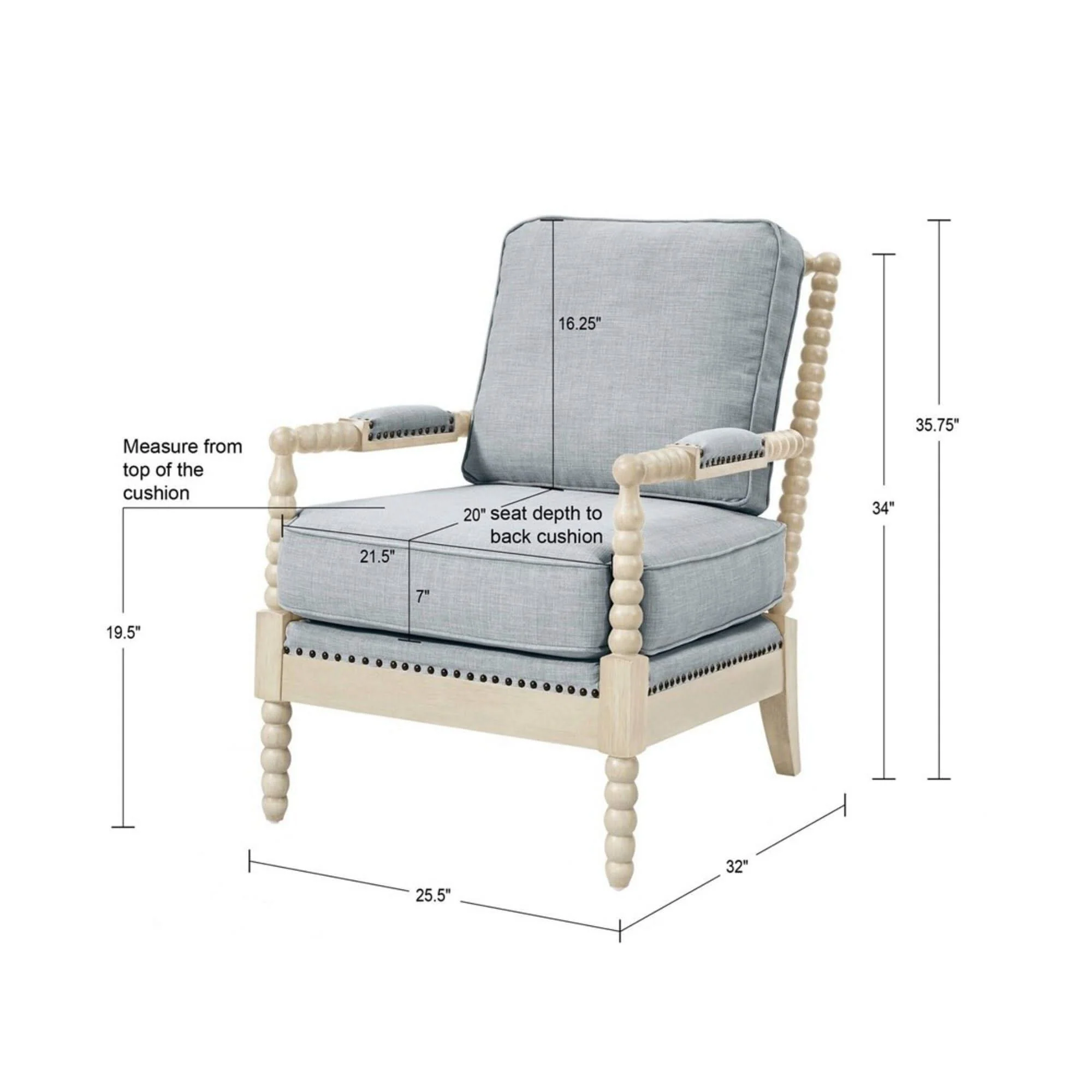 Arm Chair With Open Back Spindle Design, Padded Armrests - Image 11