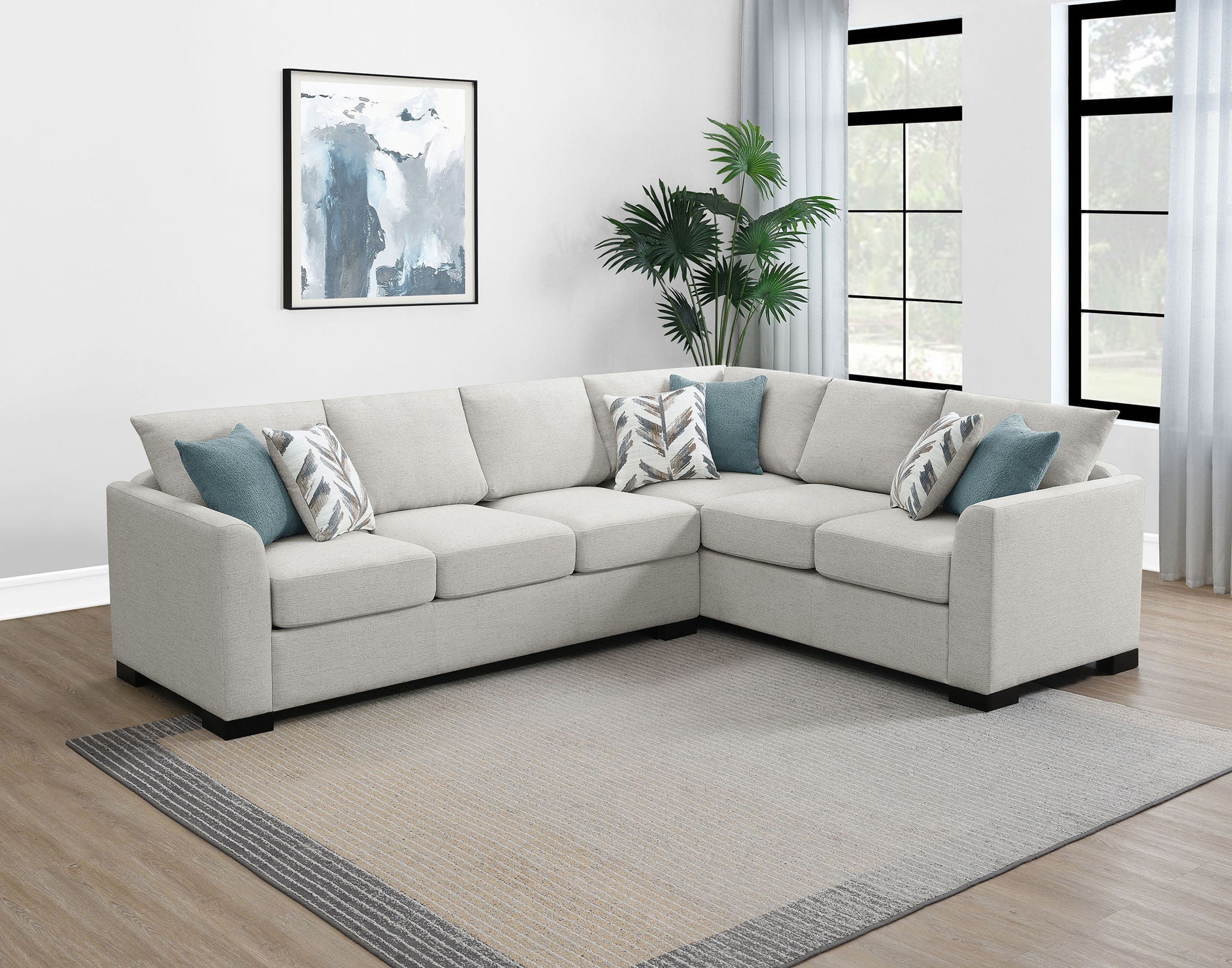 Ashford Chenille Upholstered Sleeper Sectional Sofa Greige - Image 4
