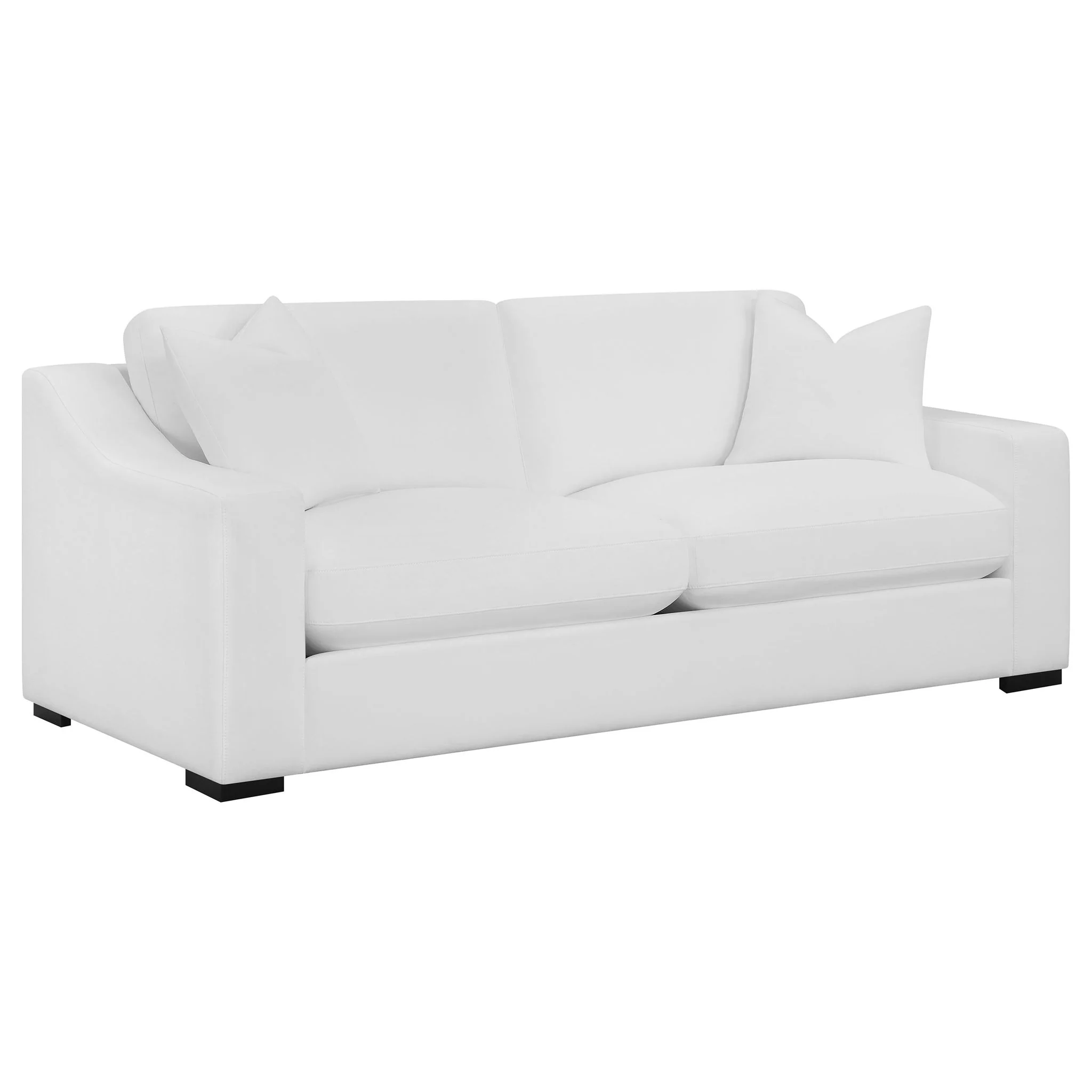 Ashlyn 2-piece Upholstered Sloped Arm Sofa Set White - Image 4