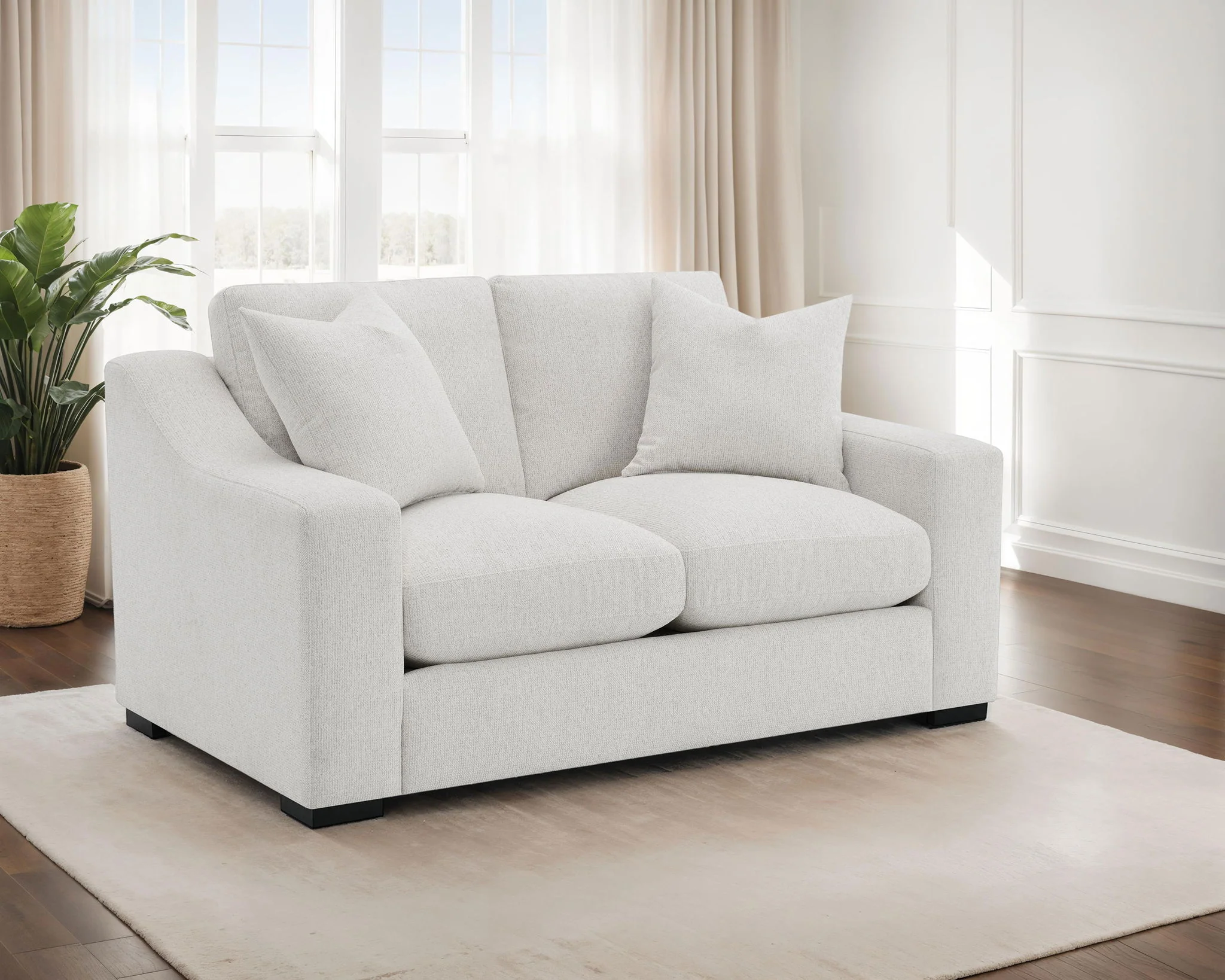 Ashlyn Fabric Upholstered Track Arm Loveseat Sand - Image 2