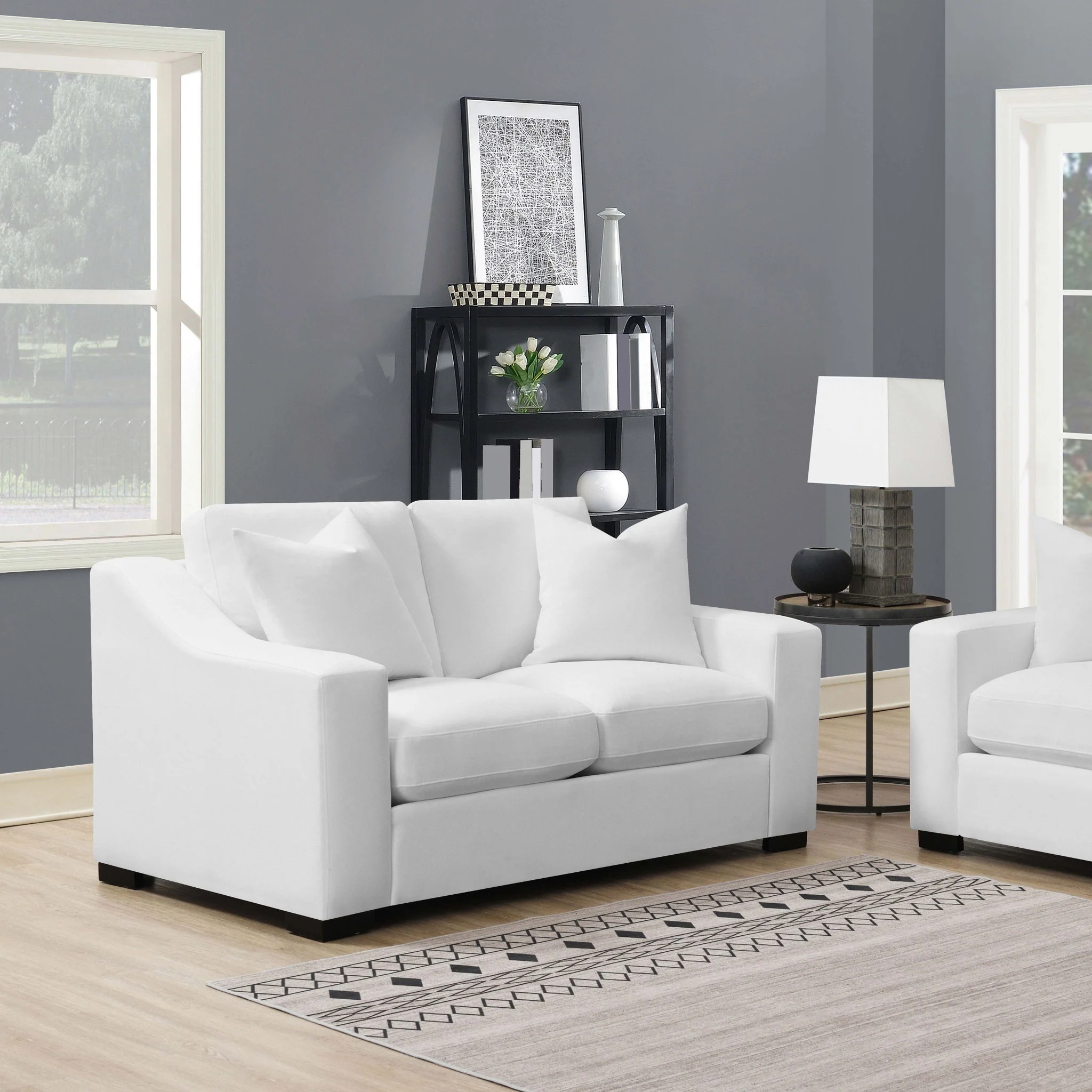 Ashlyn Upholstered Sloped Arm Loveseat White - Image 2