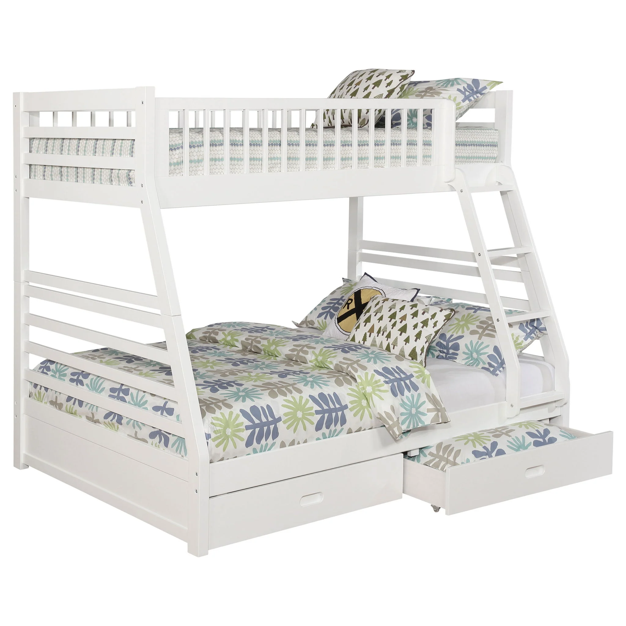 Ashton 2-drawer Wood Twin Over Full Bunk Bed White - Image 2