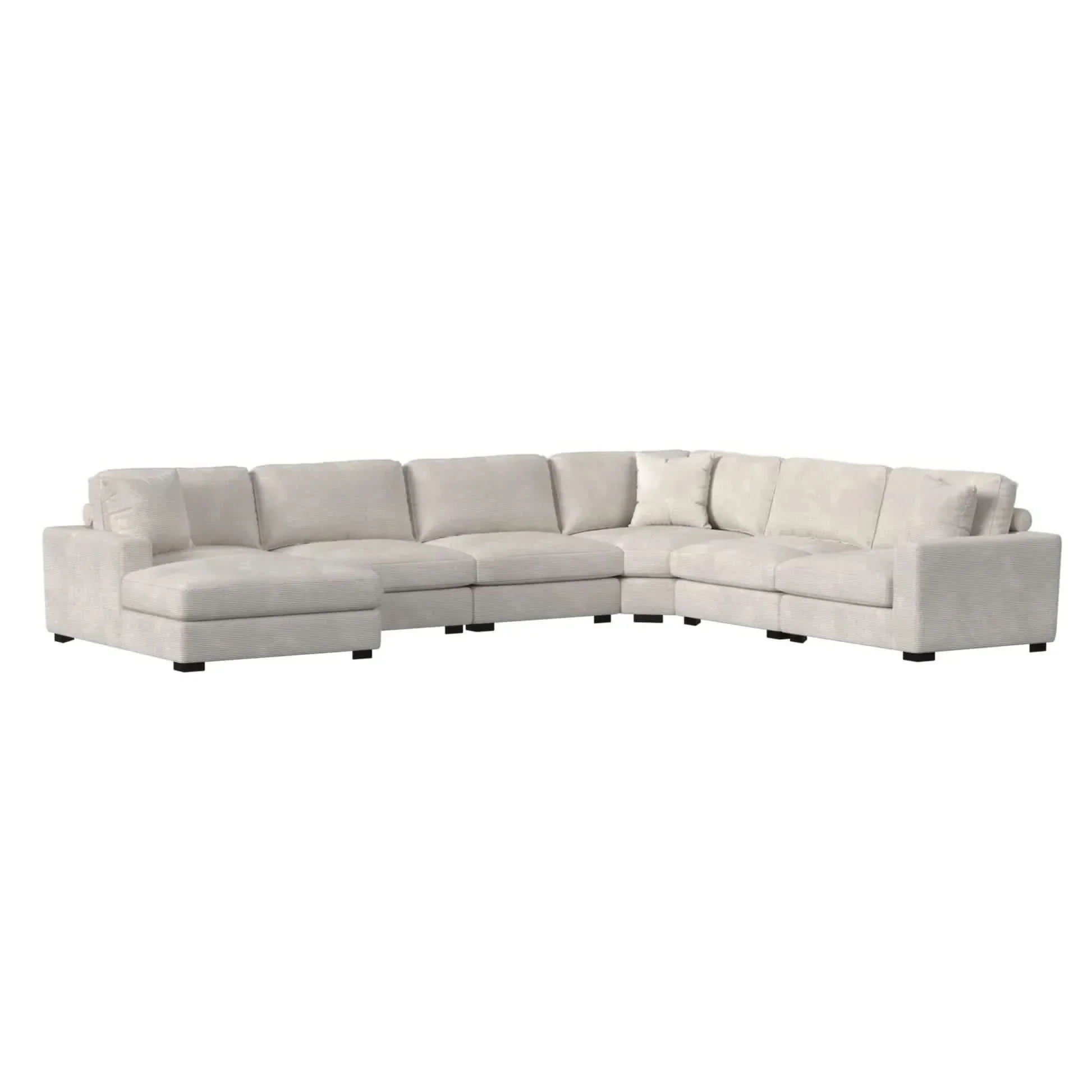 Aspen Stone Contemporary 6-Piece Corduroy Sectional with Chaise and Vertical Tufting - Image 4