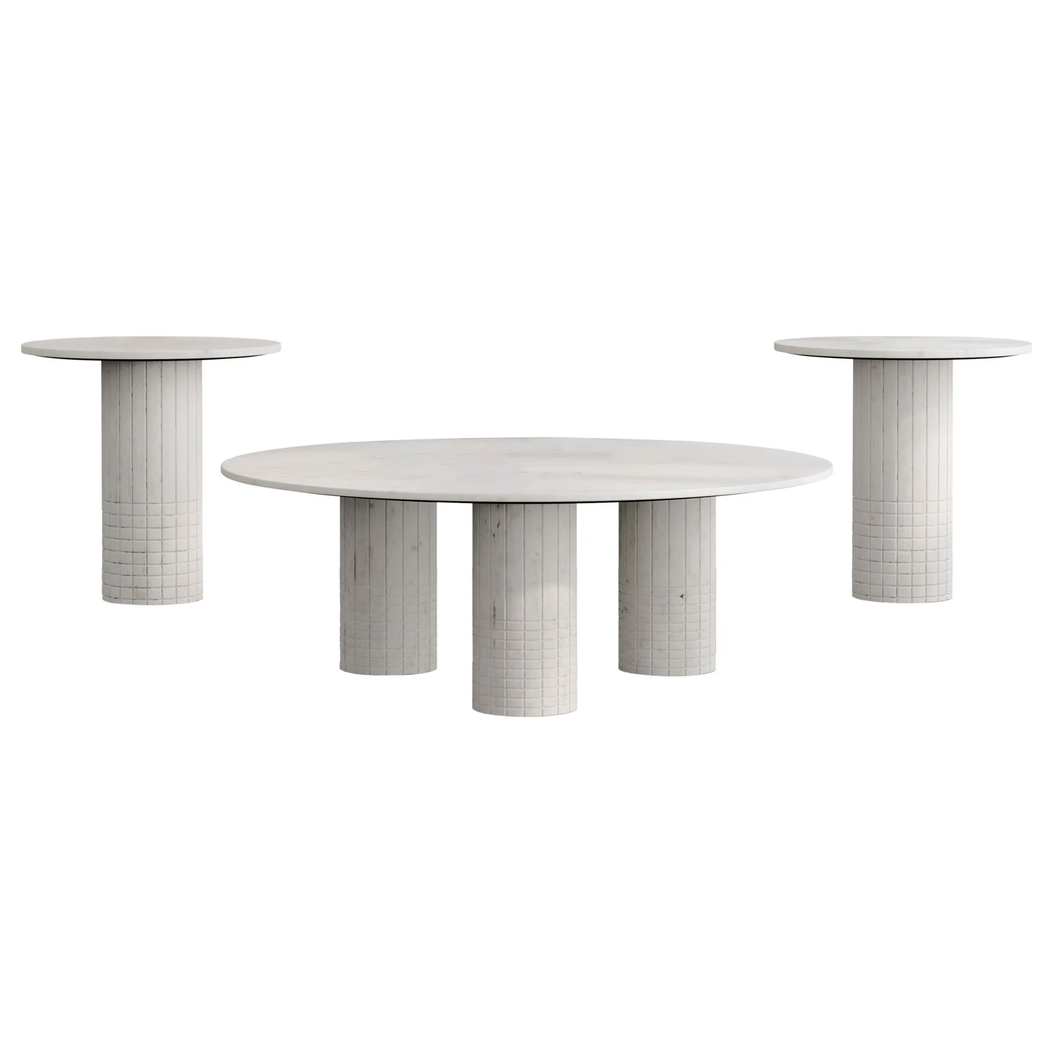 Astoria 3-piece Marble Coffee and End Table Set White - Image 3