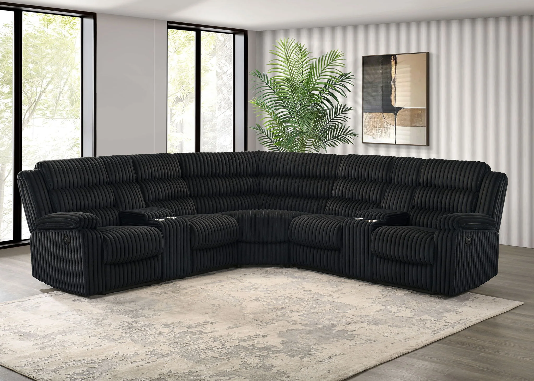 Atkinson Upholstered Reclining Sectional Sofa Black - Image 2