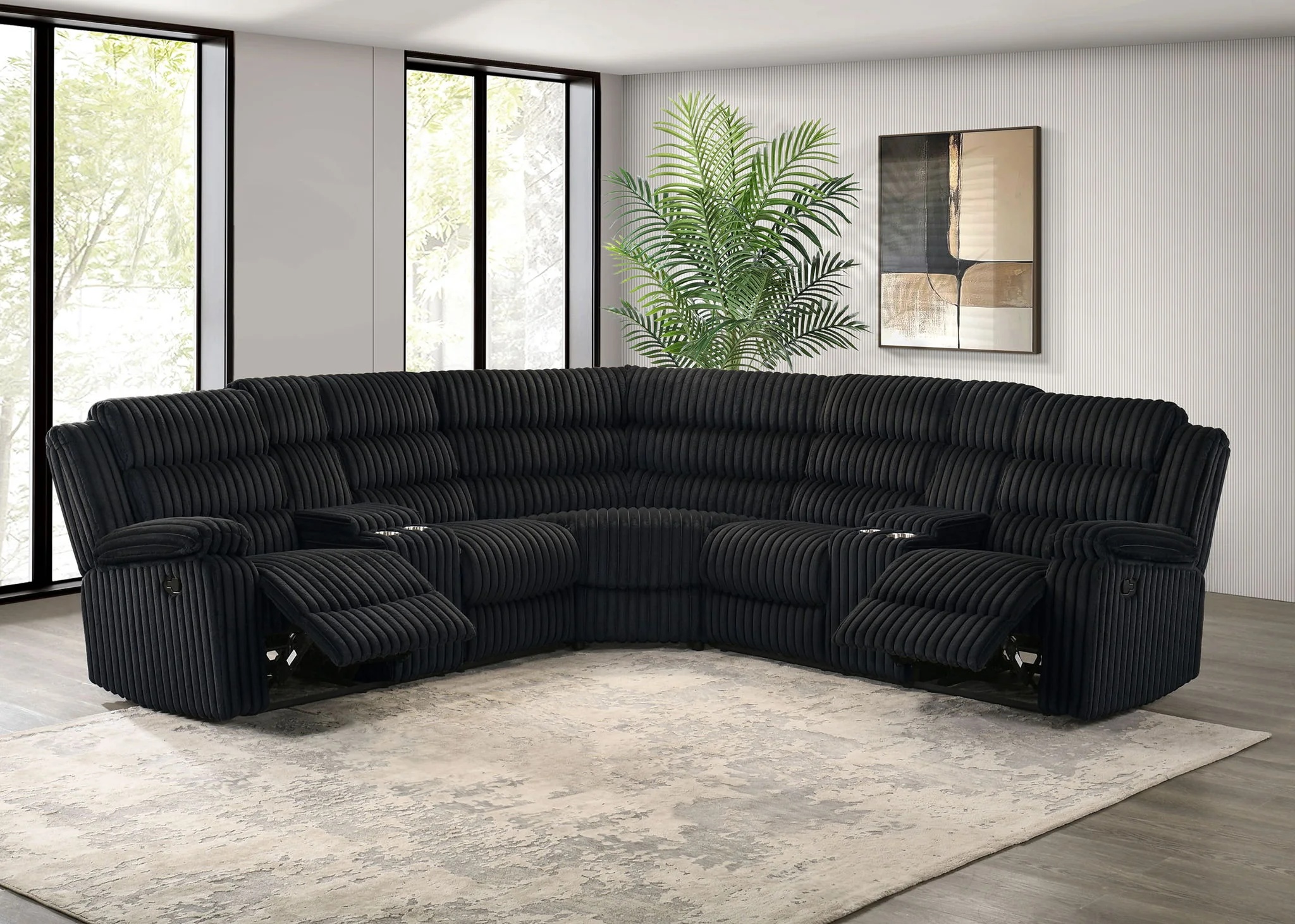 Atkinson Upholstered Reclining Sectional Sofa Black - Image 3