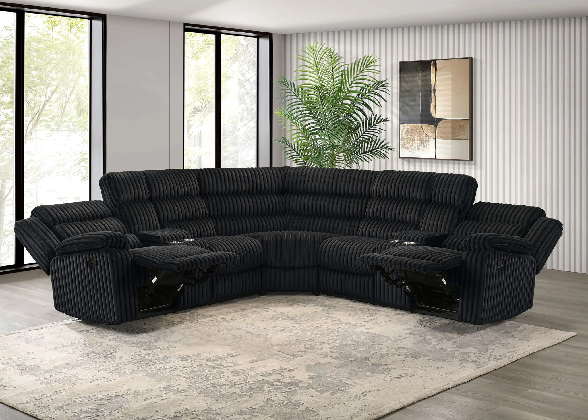 Atkinson Upholstered Reclining Sectional Sofa Black - Image 4
