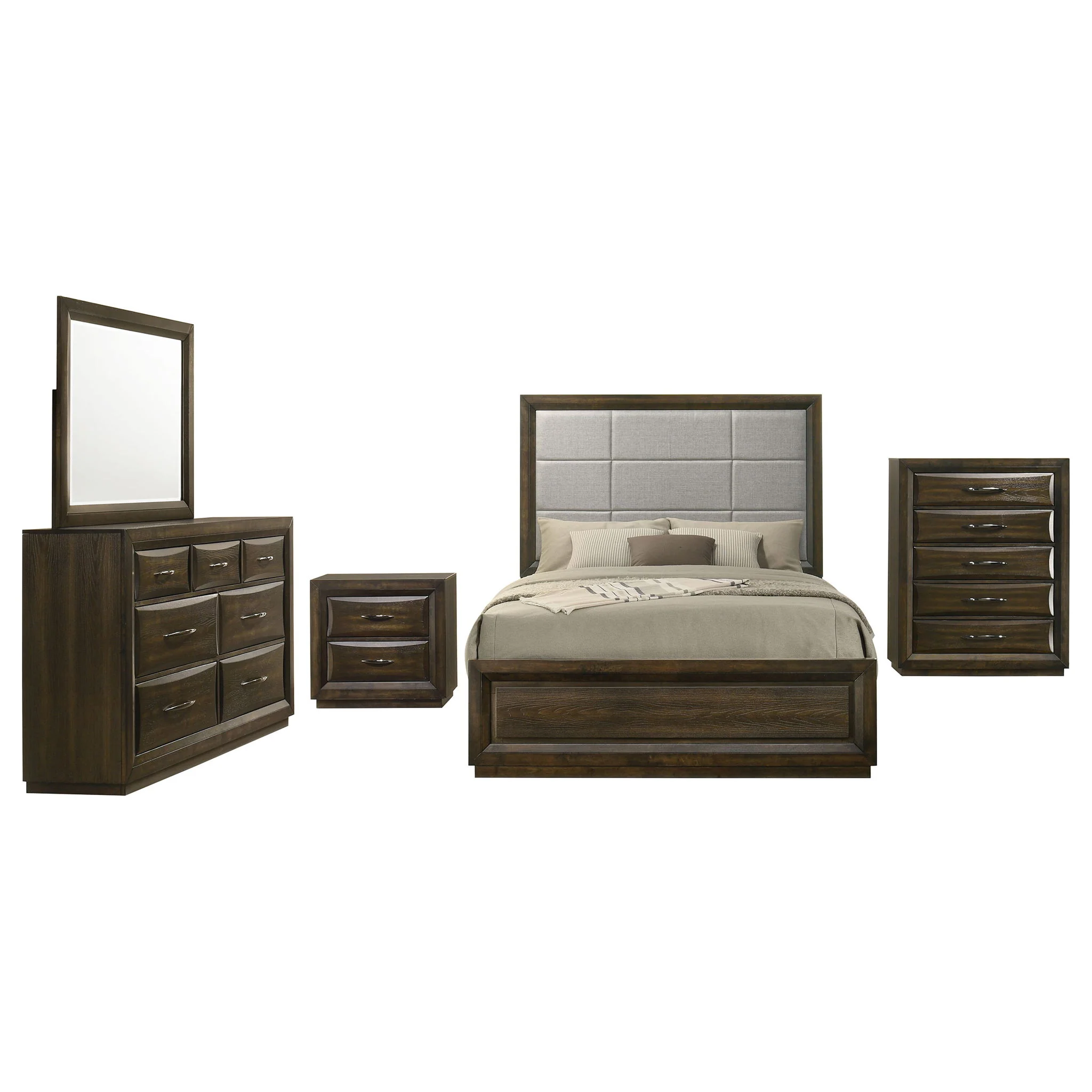 Atlas 5-piece Eastern King Bedroom Set Dark Oak - Image 2