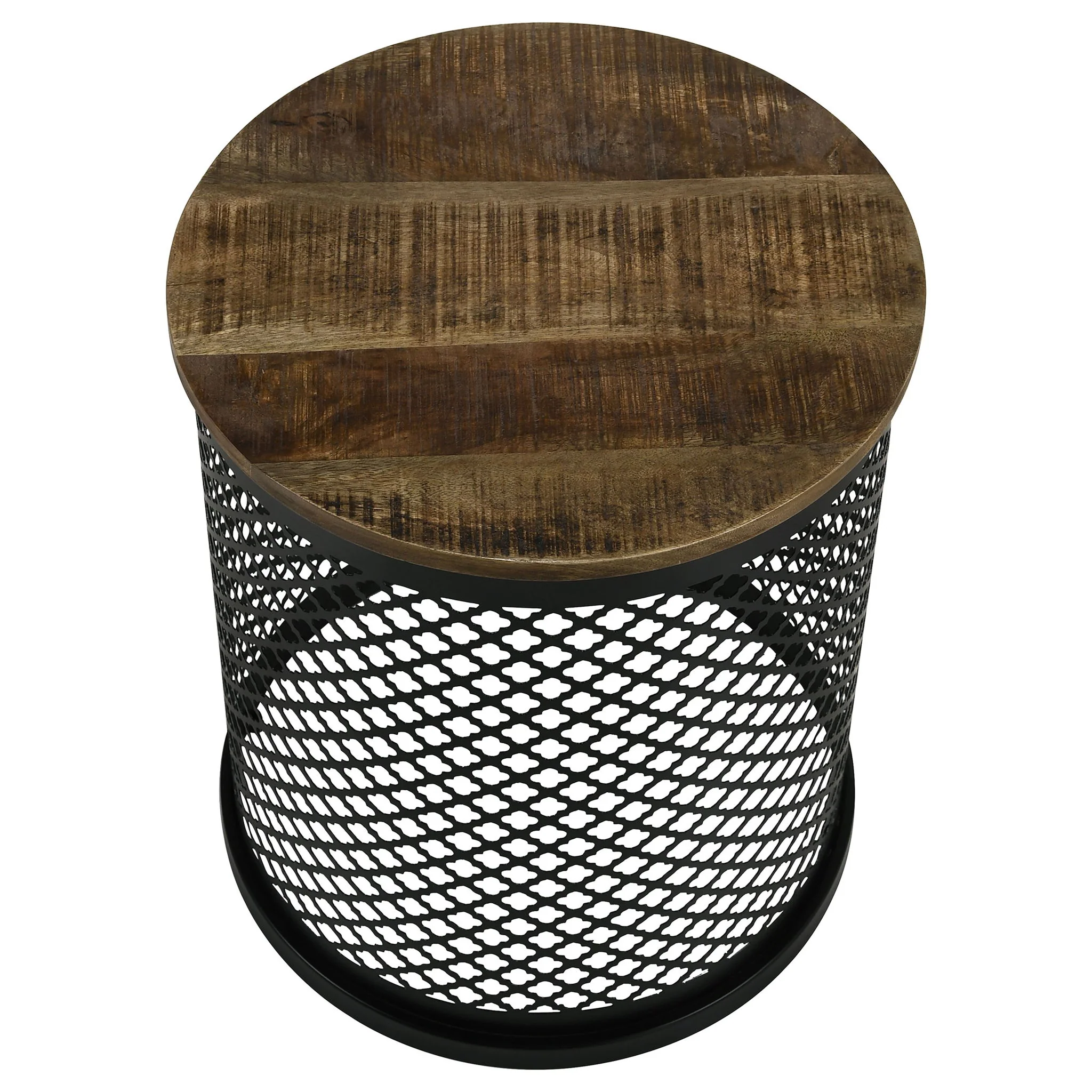 Aurora Round Drum Base Accent Side Table Natural and Black - Image 4
