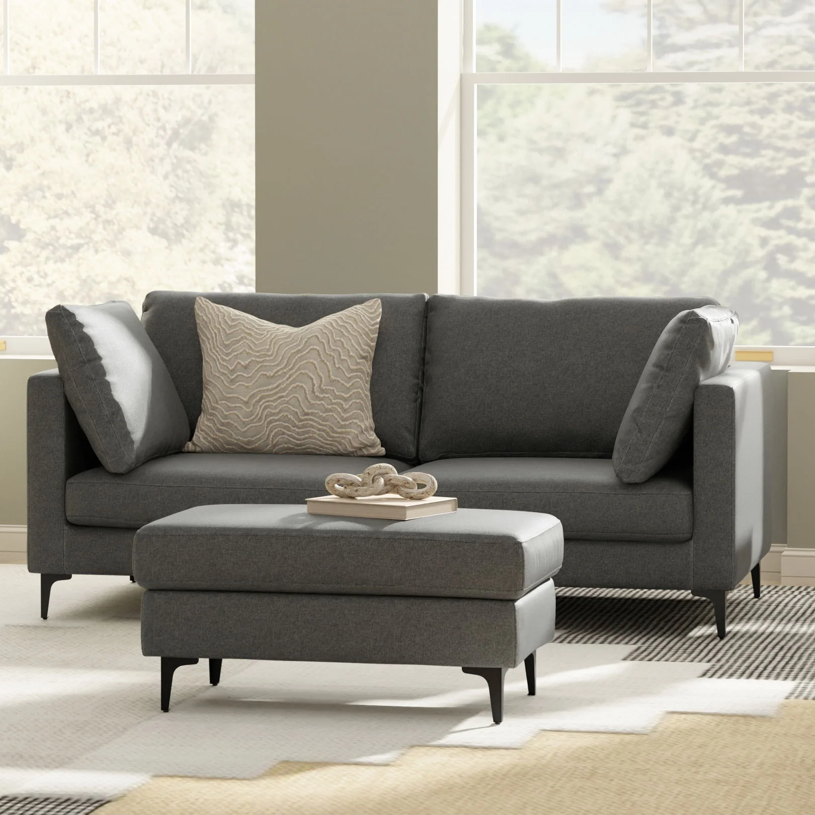 Ava - Mid Century Sofa With Ottoman Set - Image 11