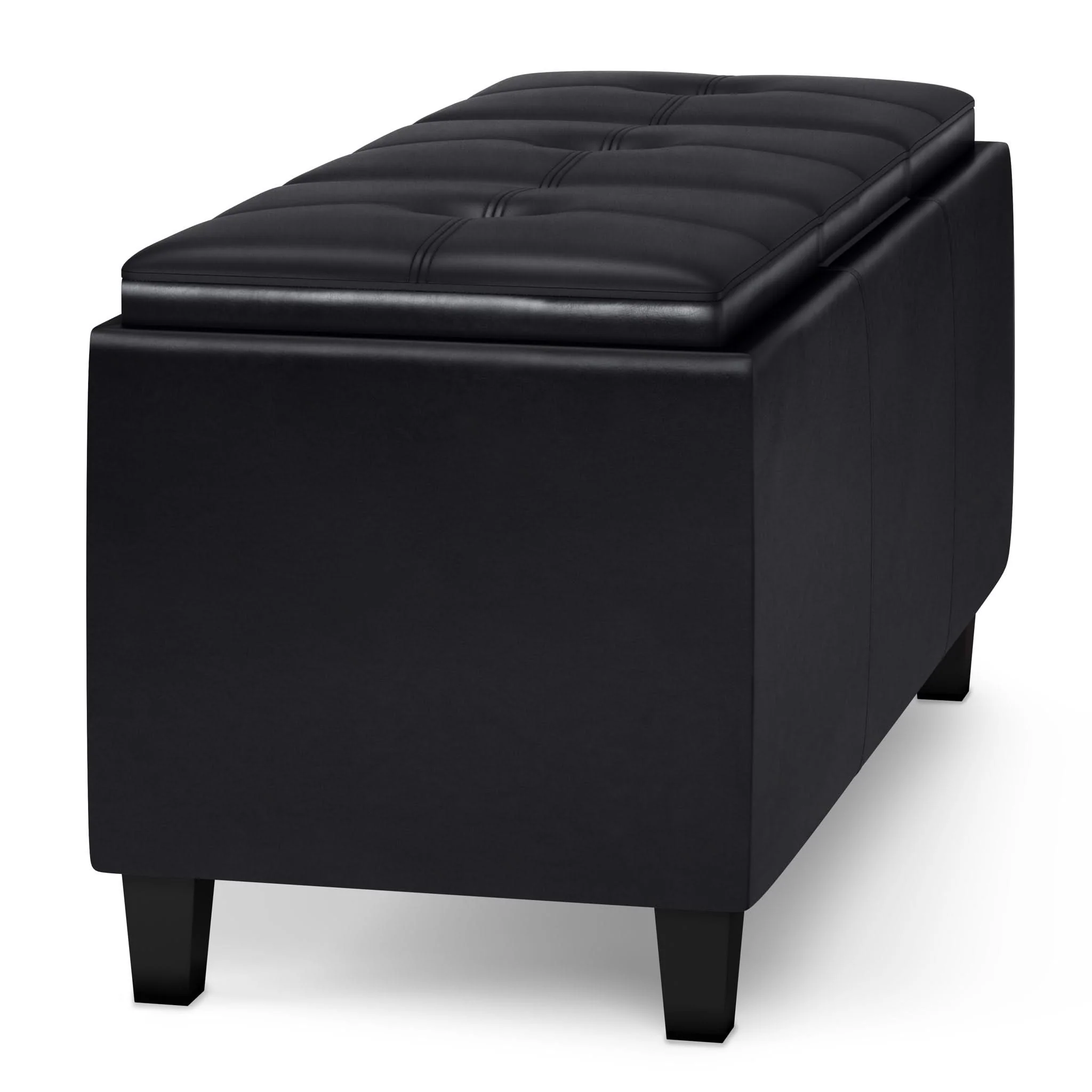 Avalon - Tray Storage Ottoman With Lift Up Lids - Midnight Black - Image 2