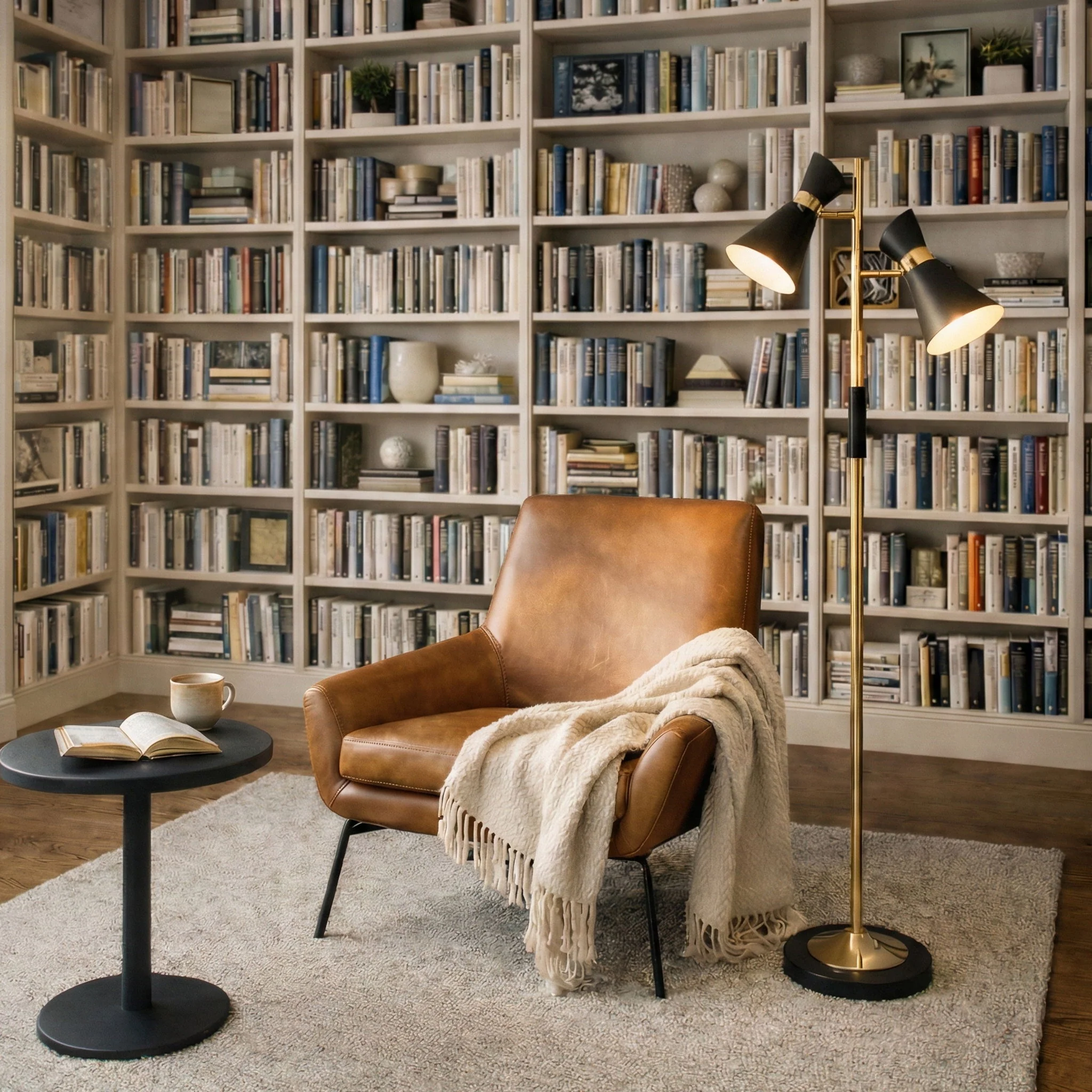 Axis - Floor Lamp With 4 Way Switch Double Spots With Base - Black / Gold - Image 2