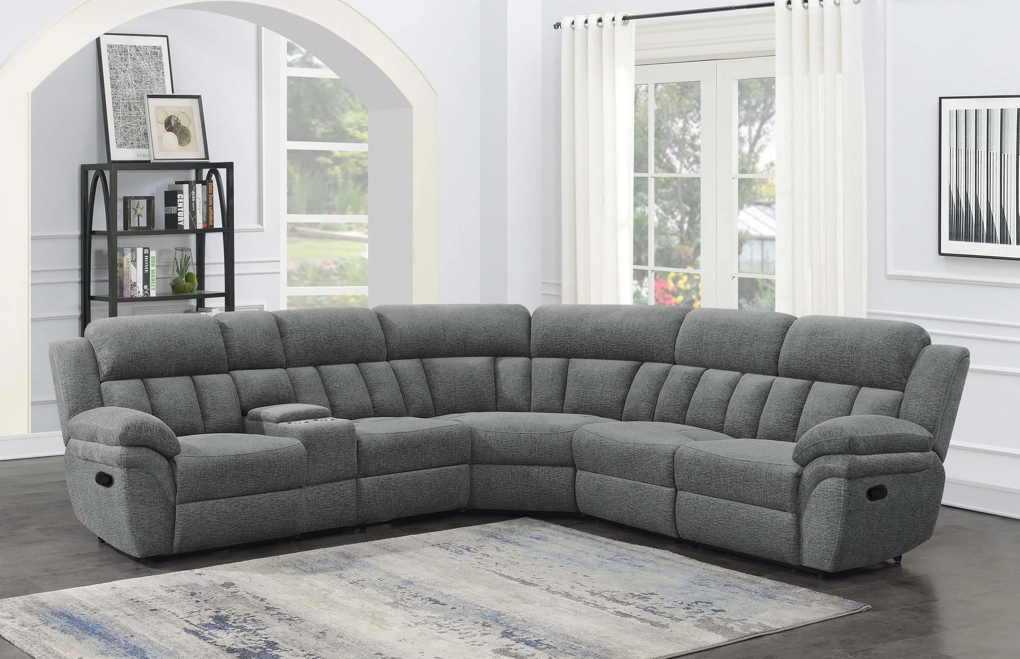 Bahrain 6-piece Modular Reclining Sectional Sofa Charcoal - Image 2