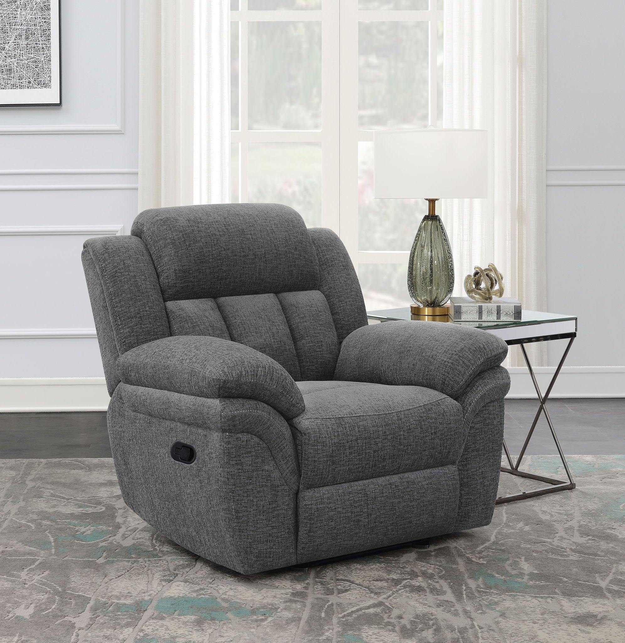 Bahrain Upholstered Glider Recliner Charcoal - Image 2