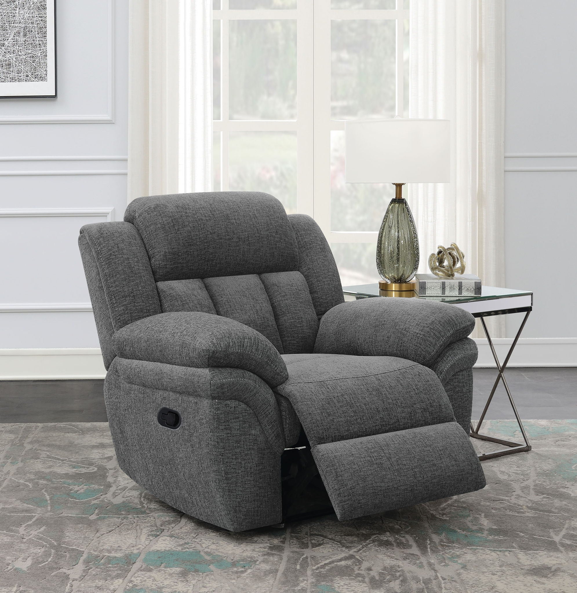 Bahrain Upholstered Glider Recliner Charcoal - Image 4