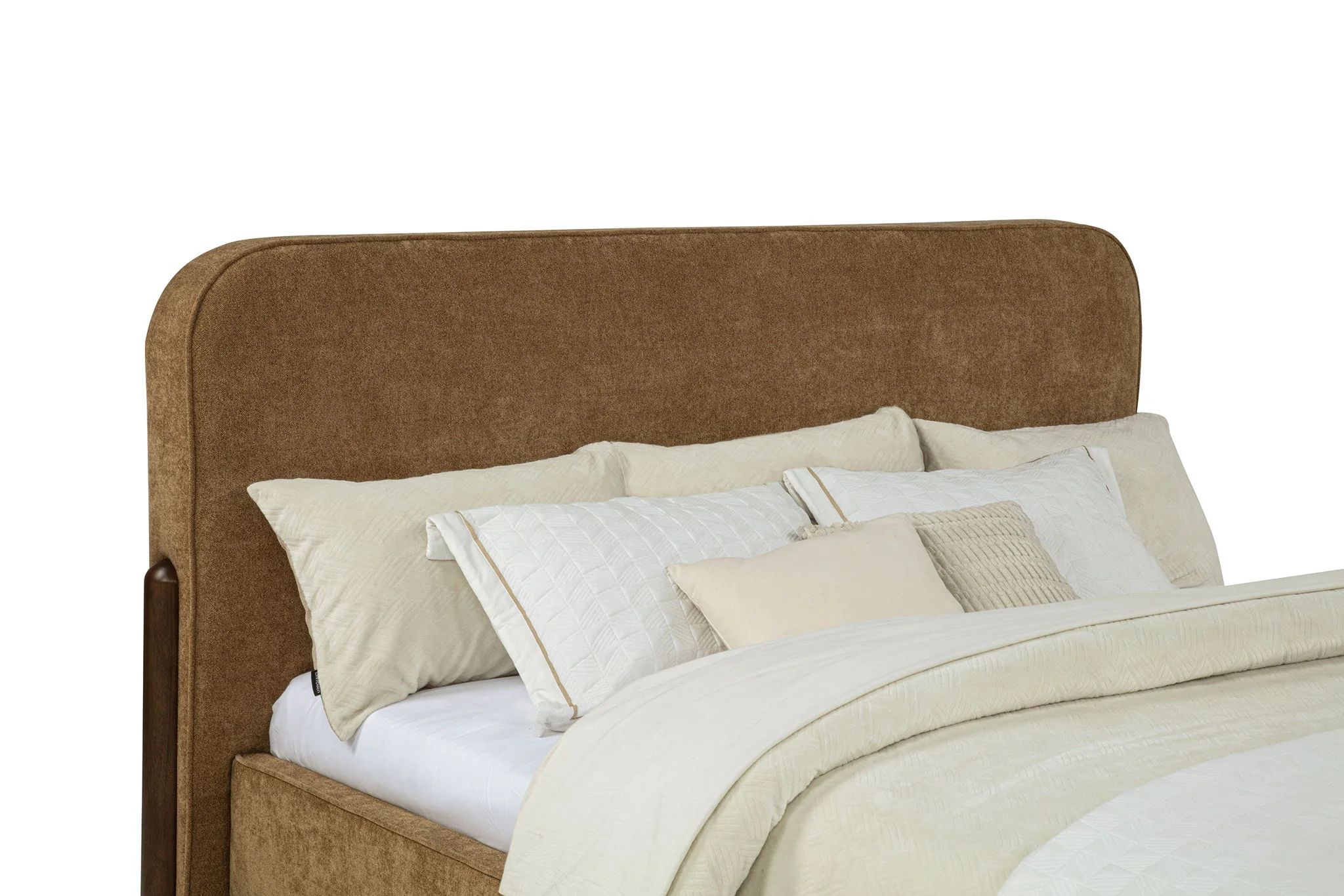 Baldacci Upholstered California King Platform Bed Curry and Walnut - Image 4