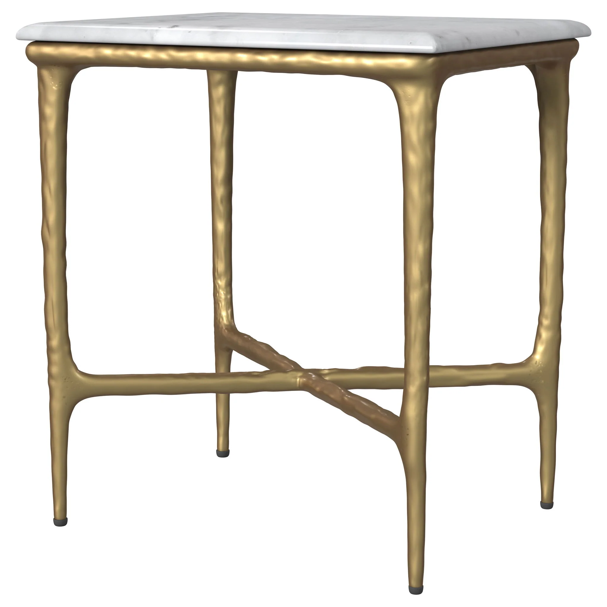 Baldwin Rectangular Marble Top Side Table White and Gold - Image 2