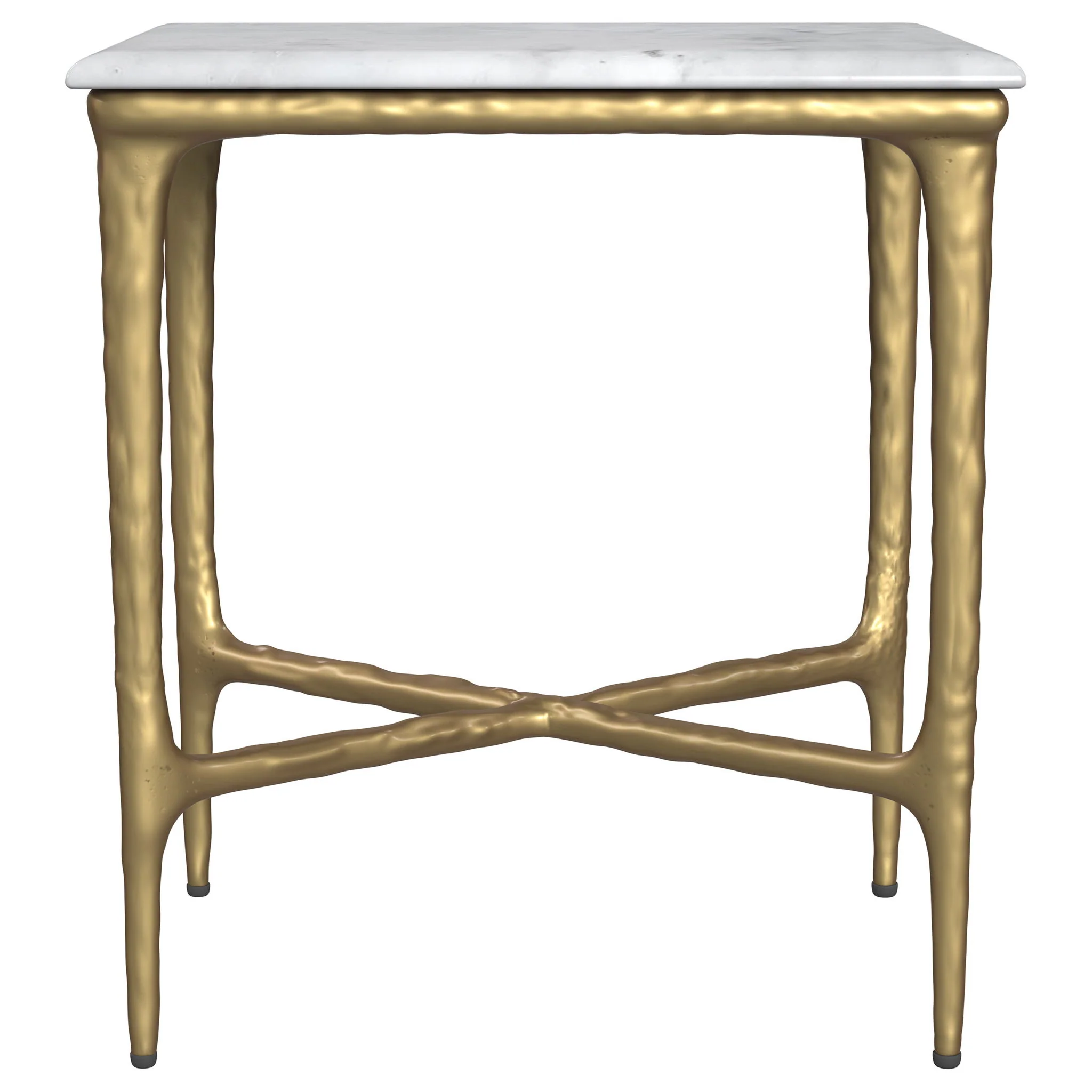 Baldwin Rectangular Marble Top Side Table White and Gold - Image 3