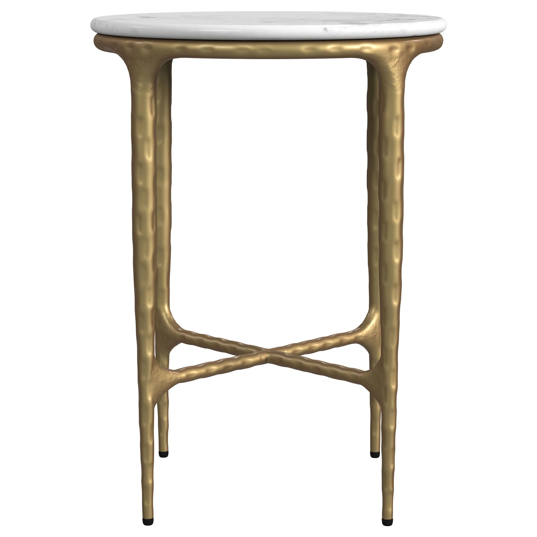 Baldwin Round Marble Top Side Table White and Gold - Image 4
