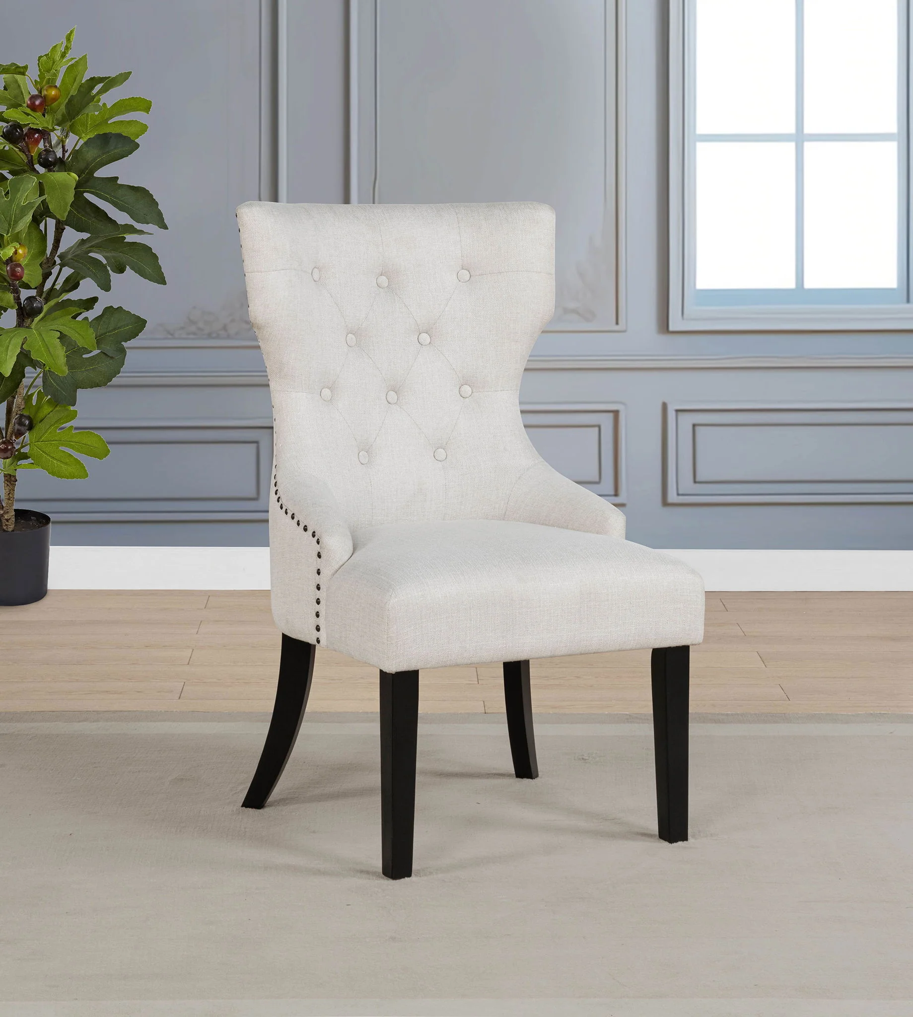 Baney Fabric Upholstered Dining Side Chair Cream and Black - Image 3