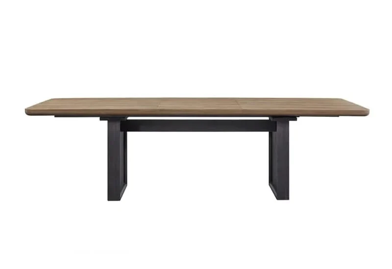 Banyan Natural Wood Double Pedestal Dining Table with Black Base - Image 2