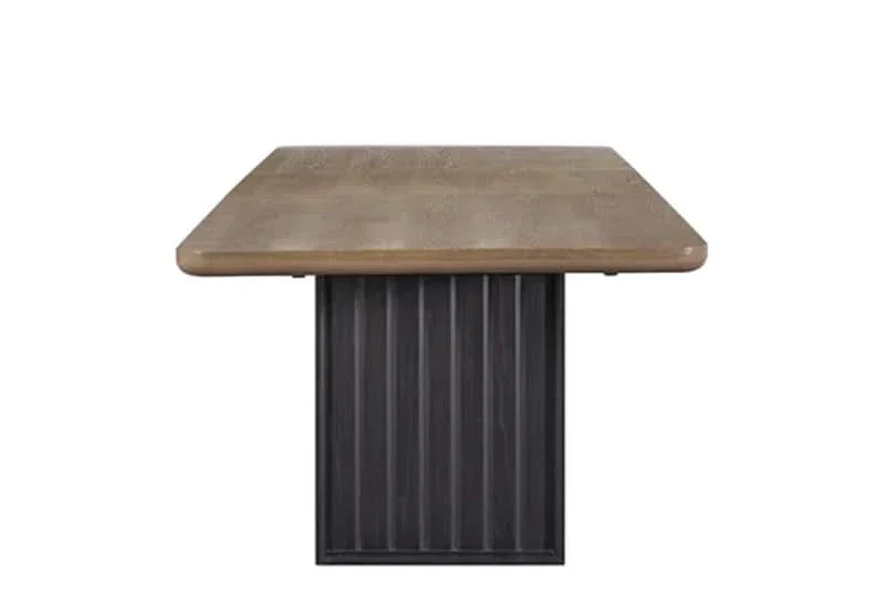 Banyan Natural Wood Double Pedestal Dining Table with Black Base - Image 3