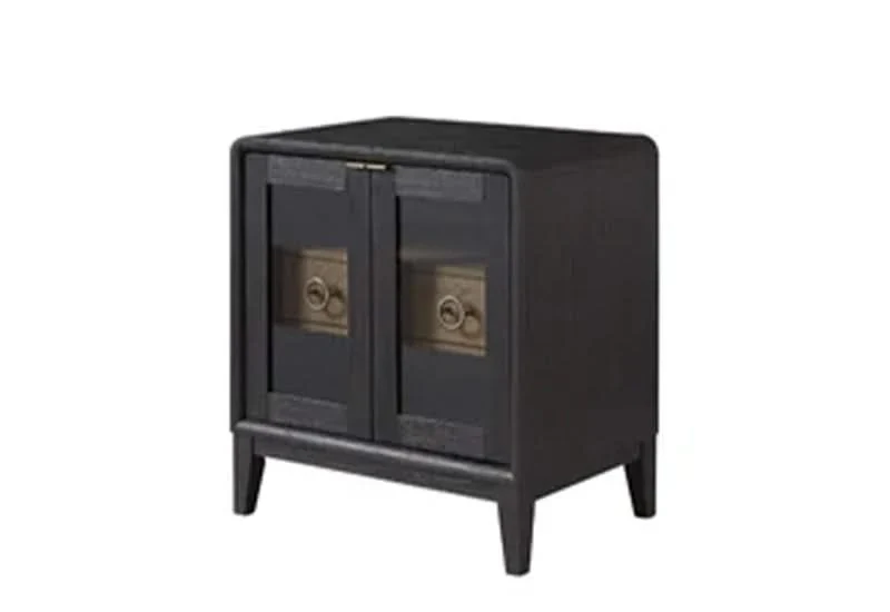 Banyan Waterfall Black Nightstand with Glass Door and Modern Storage - Image 2