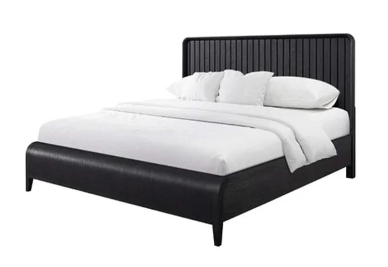 Banyan Waterfall Black Panel Bed with Curved Headboard - Image 2